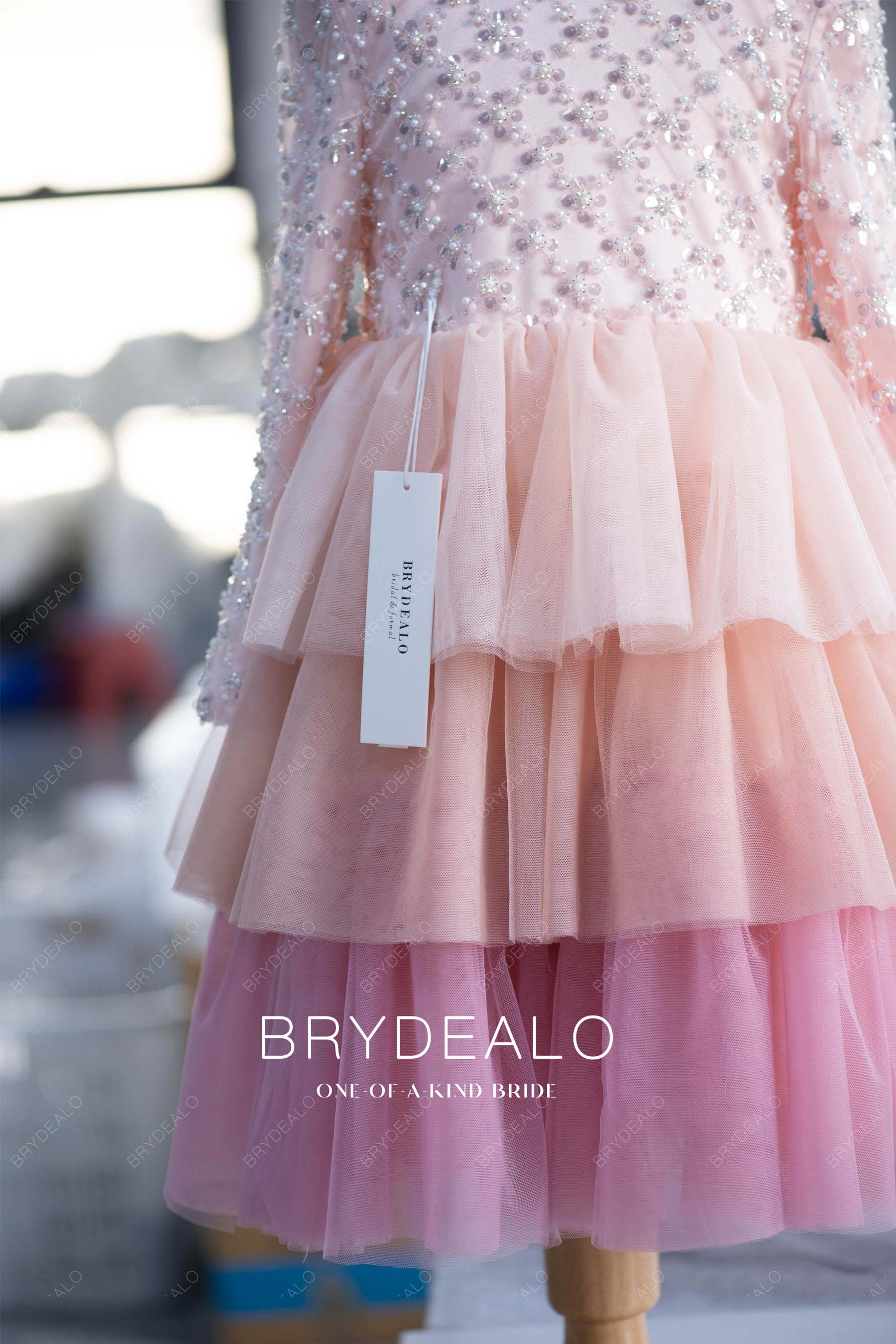 pink ombre tiered skirt kids formal wear