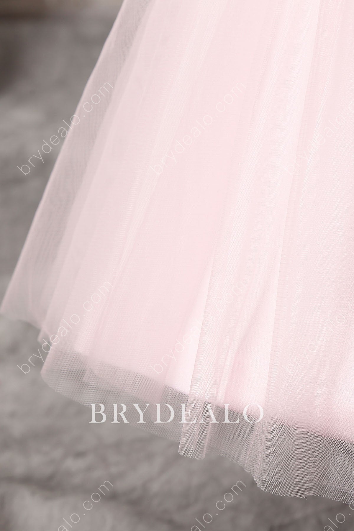 pink tulle tea length flower girl dress