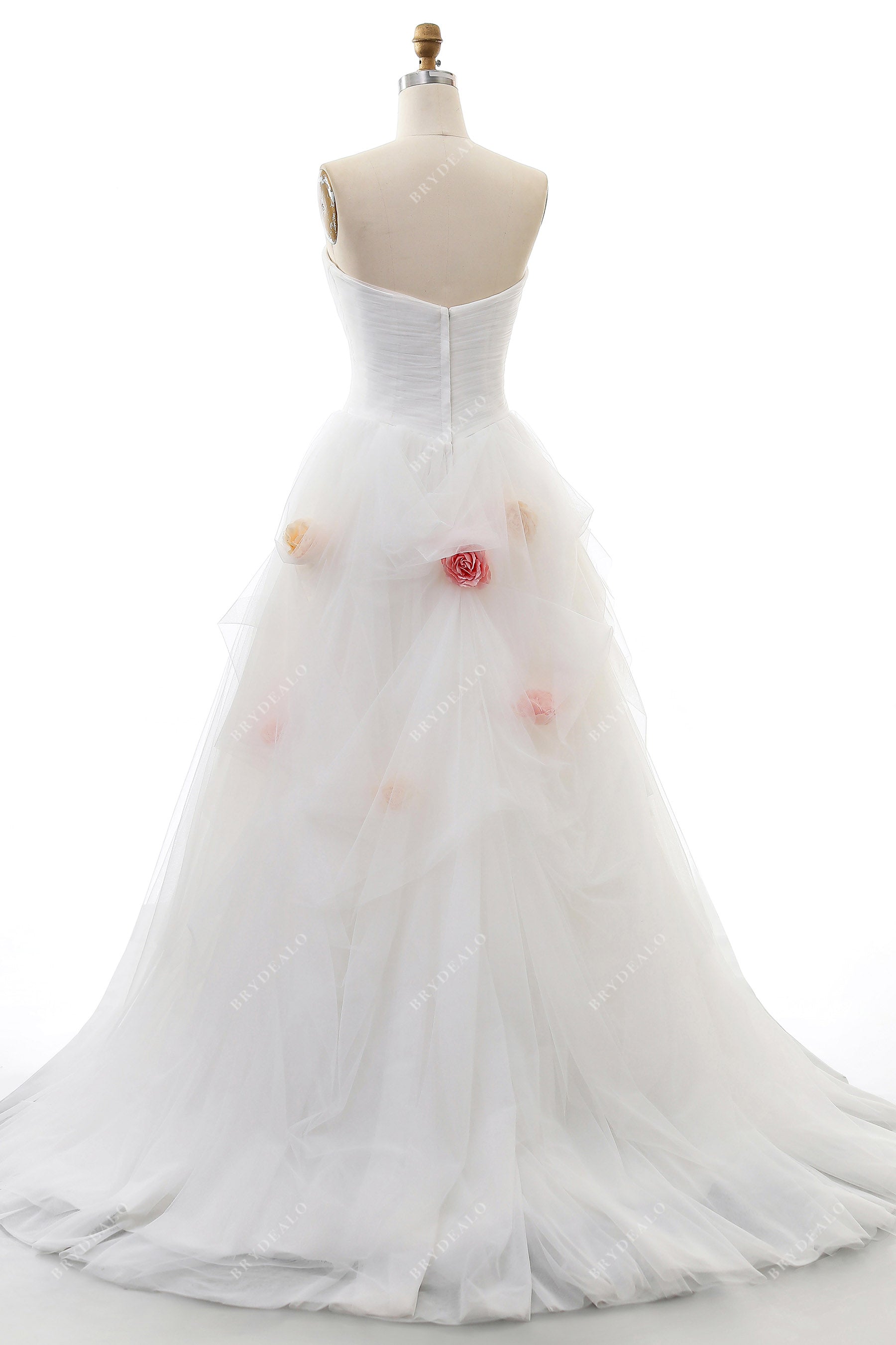 Pleated Strapless Wedding Dress