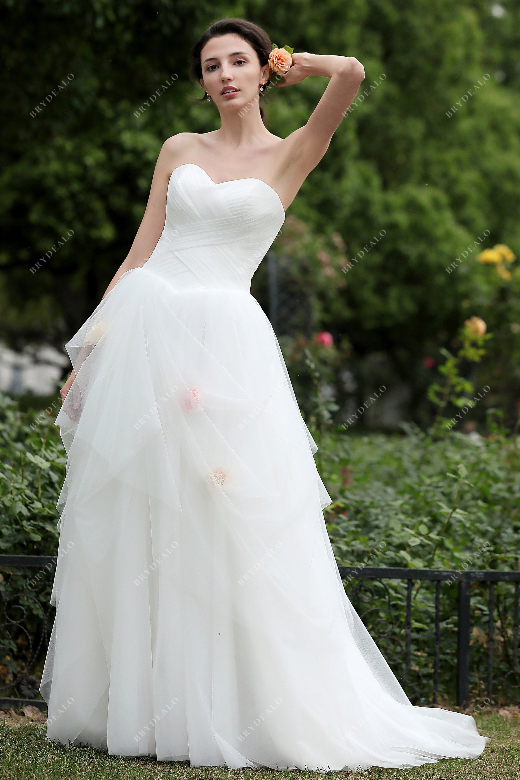 Pleated Sweetheart Basque Waist Wedding Dress