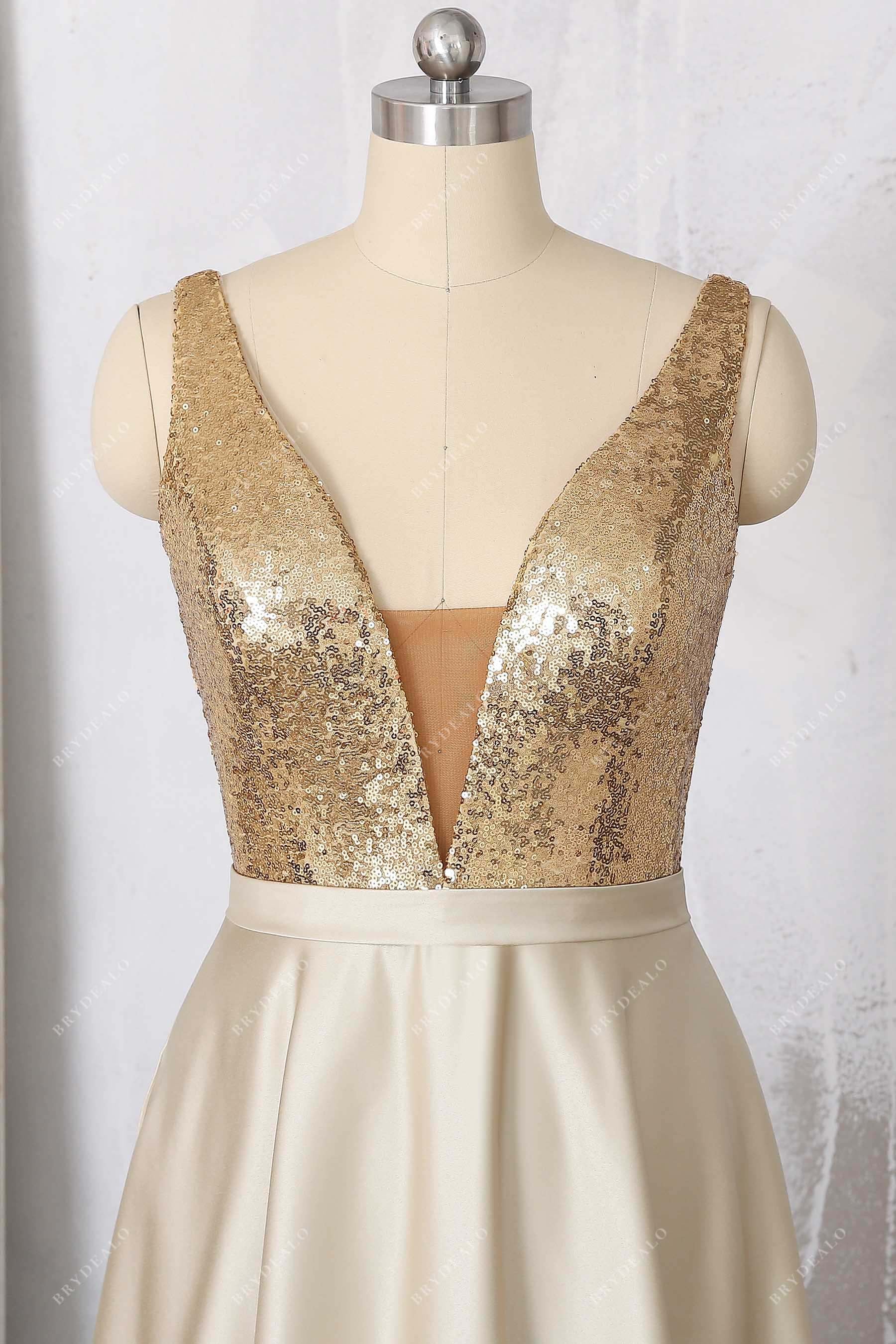 plunging V-neck sleeveless sequin dress