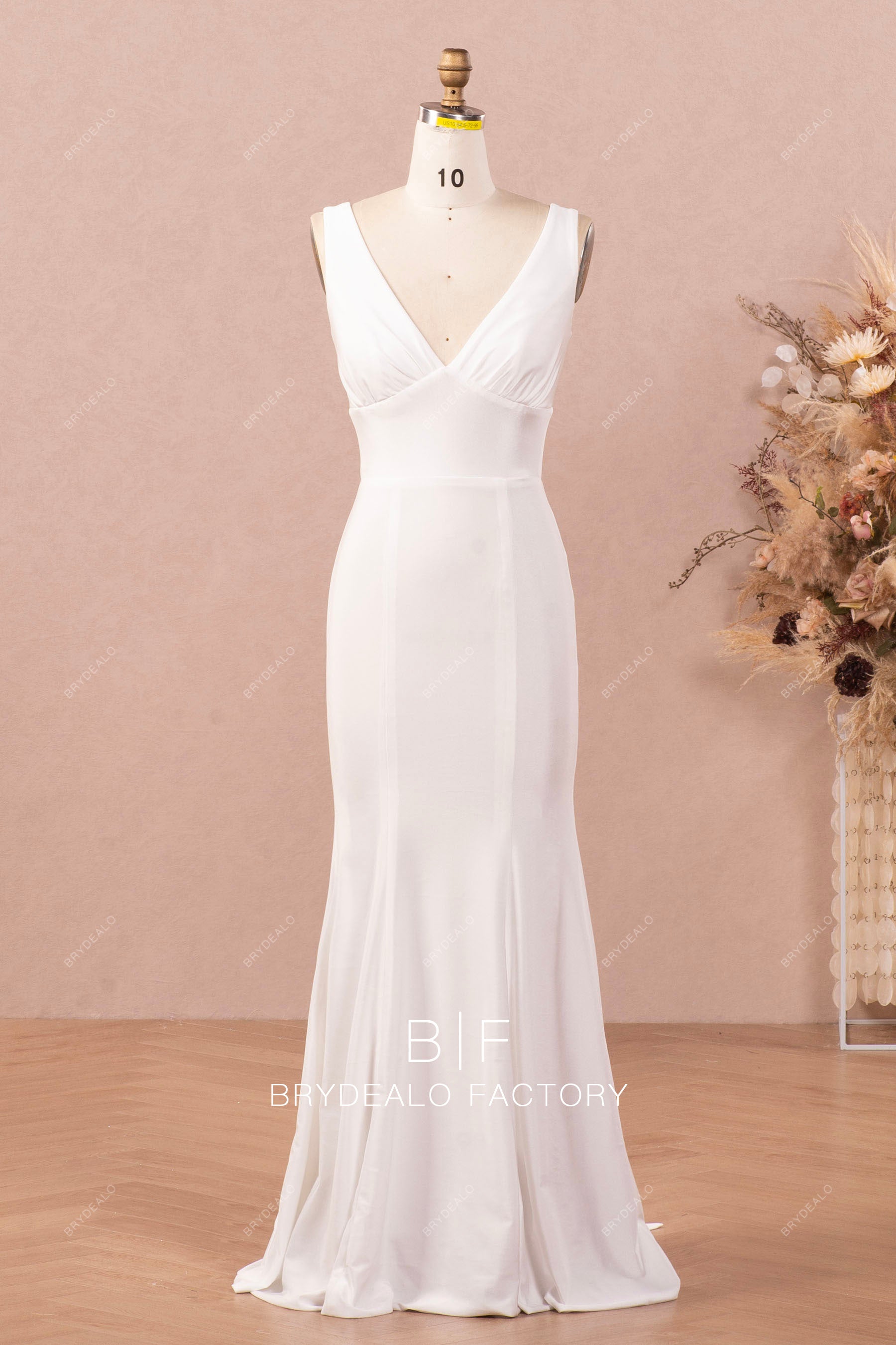plunging jersey fit flare wedding dress