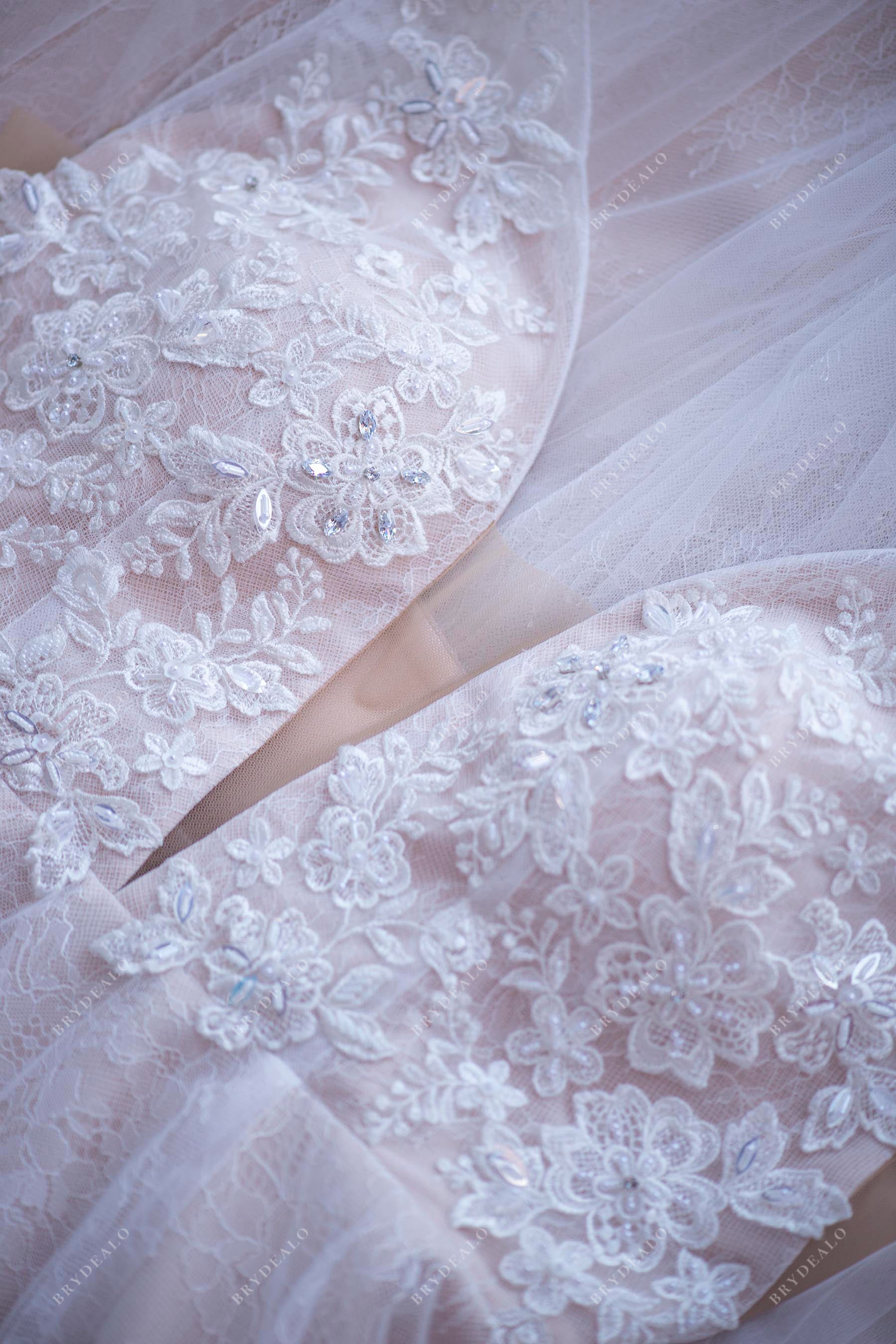 plunging neck lace bridal dress