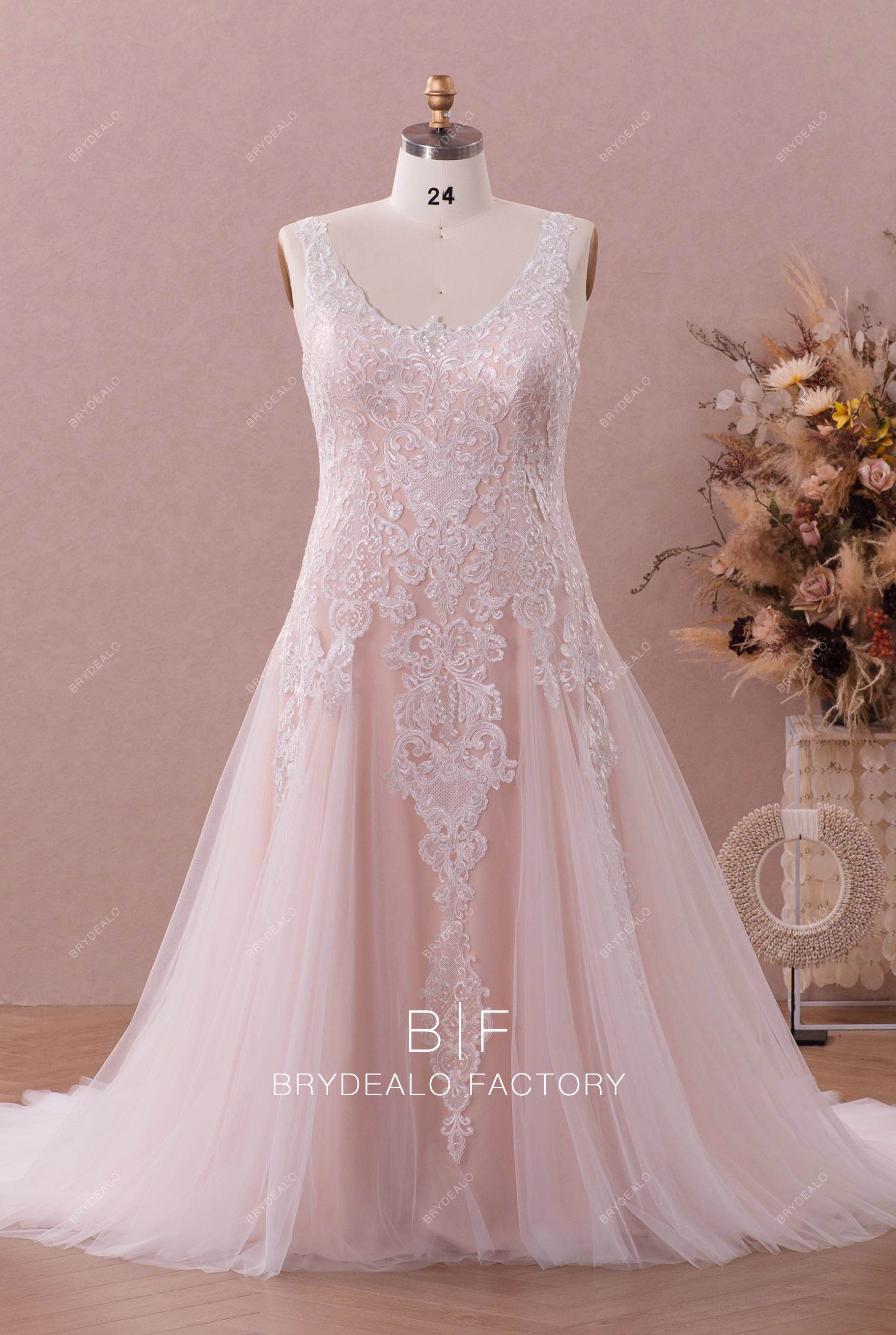 plus size straps lace mermaid wedding dress