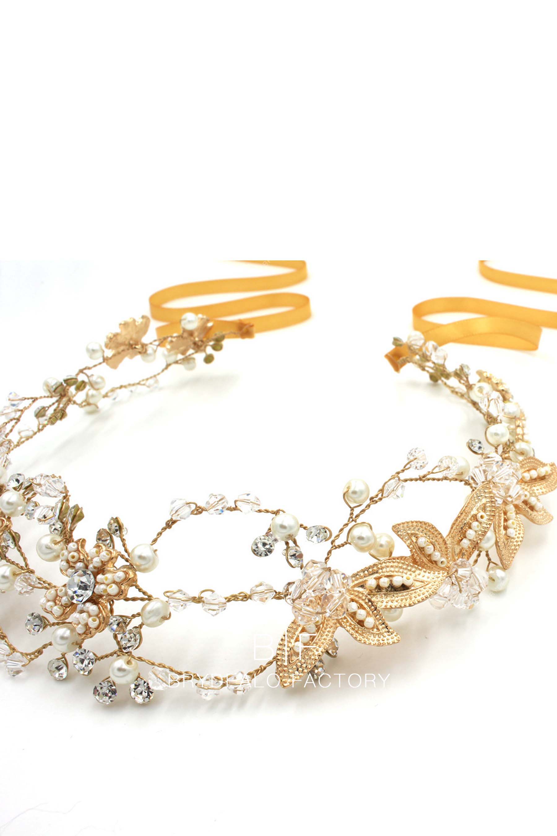 popular rhinestones gold hair piece