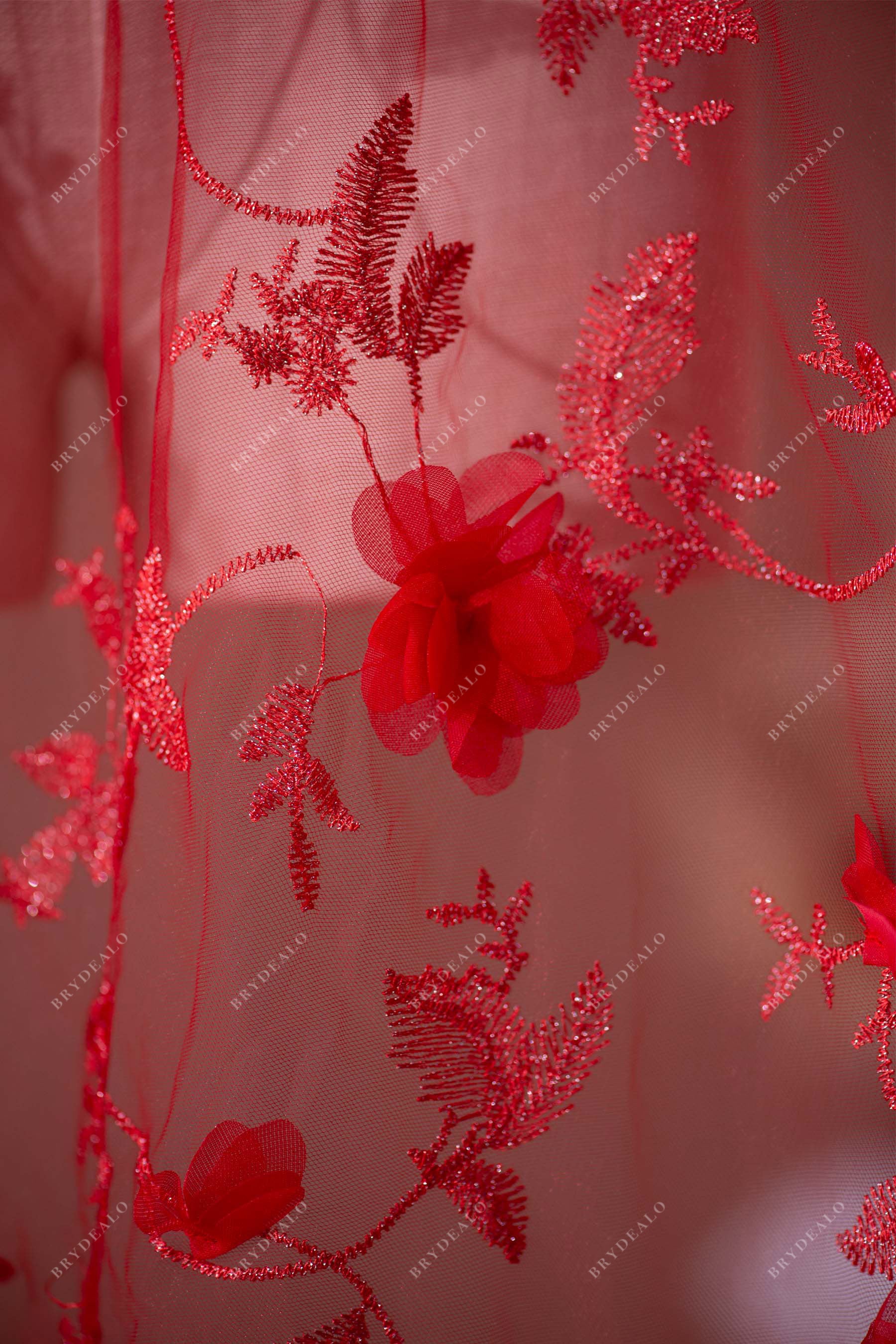 red flower lace fabric