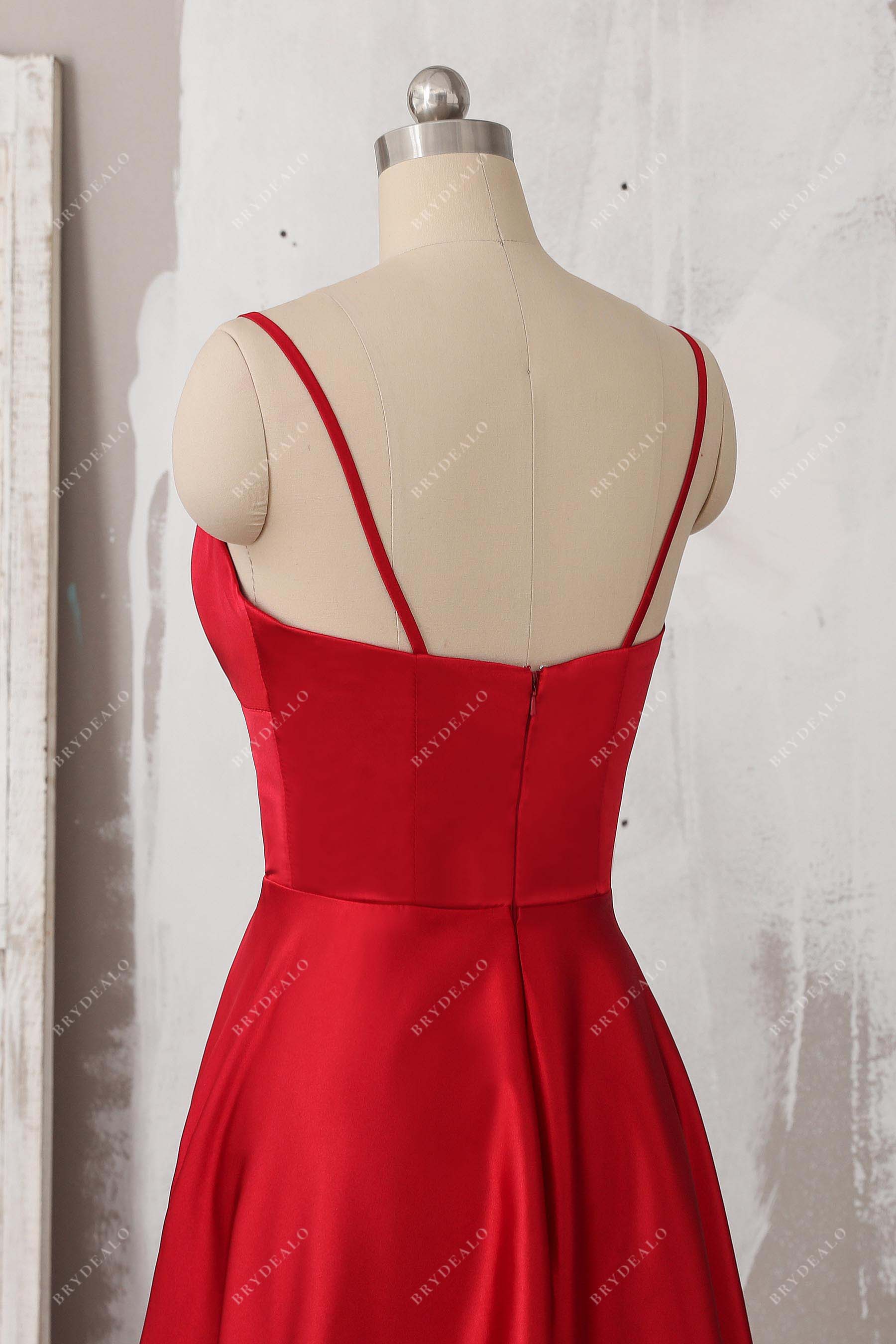 red spaghetti straps dress