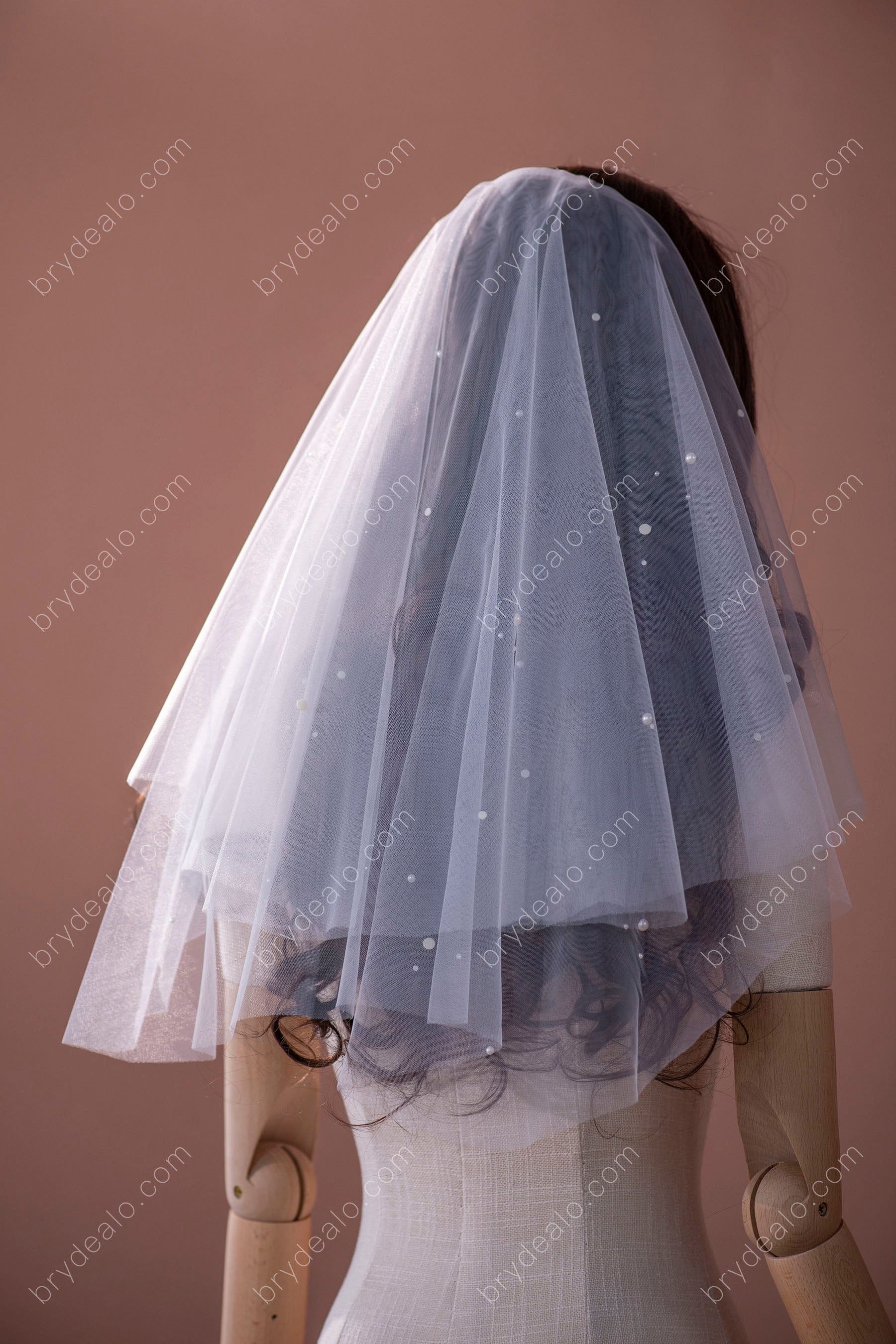 pearls shoulder length bridal veil