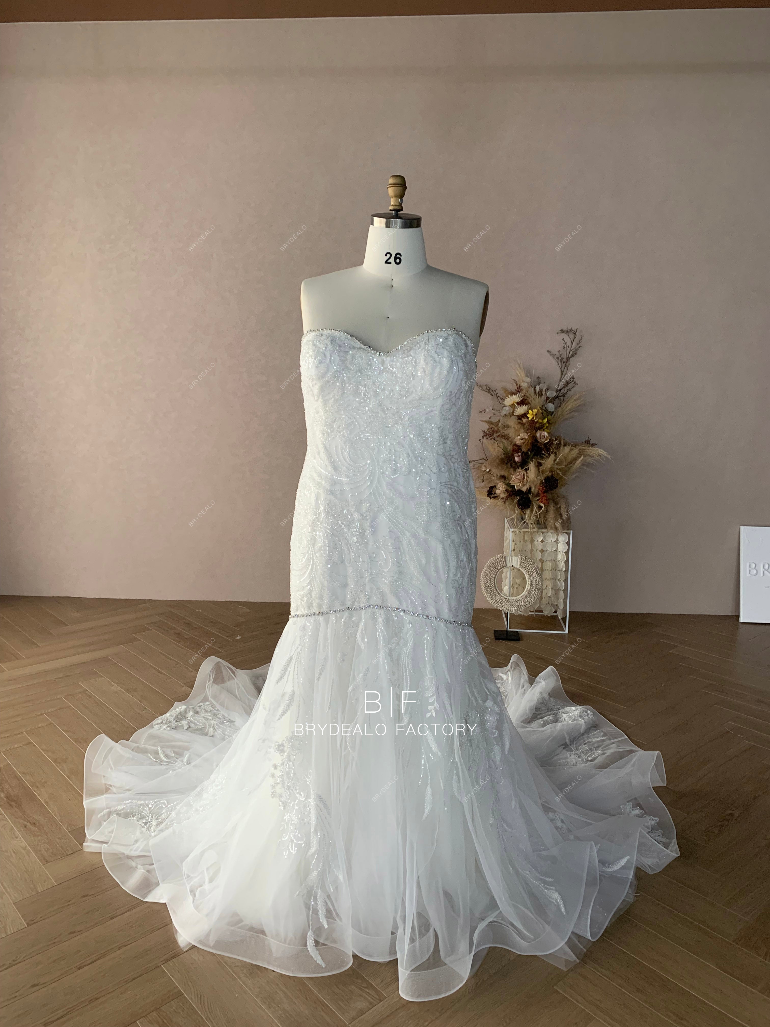 rhinestone chain sweetheart mermaid wedding dress