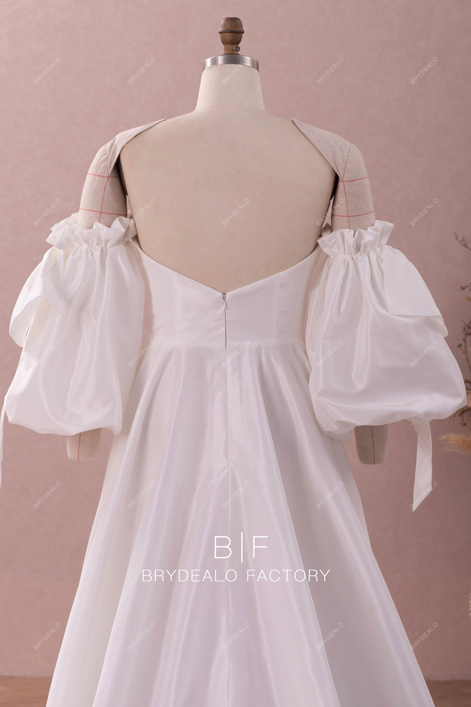 romantic bubble sleeve wedding gown