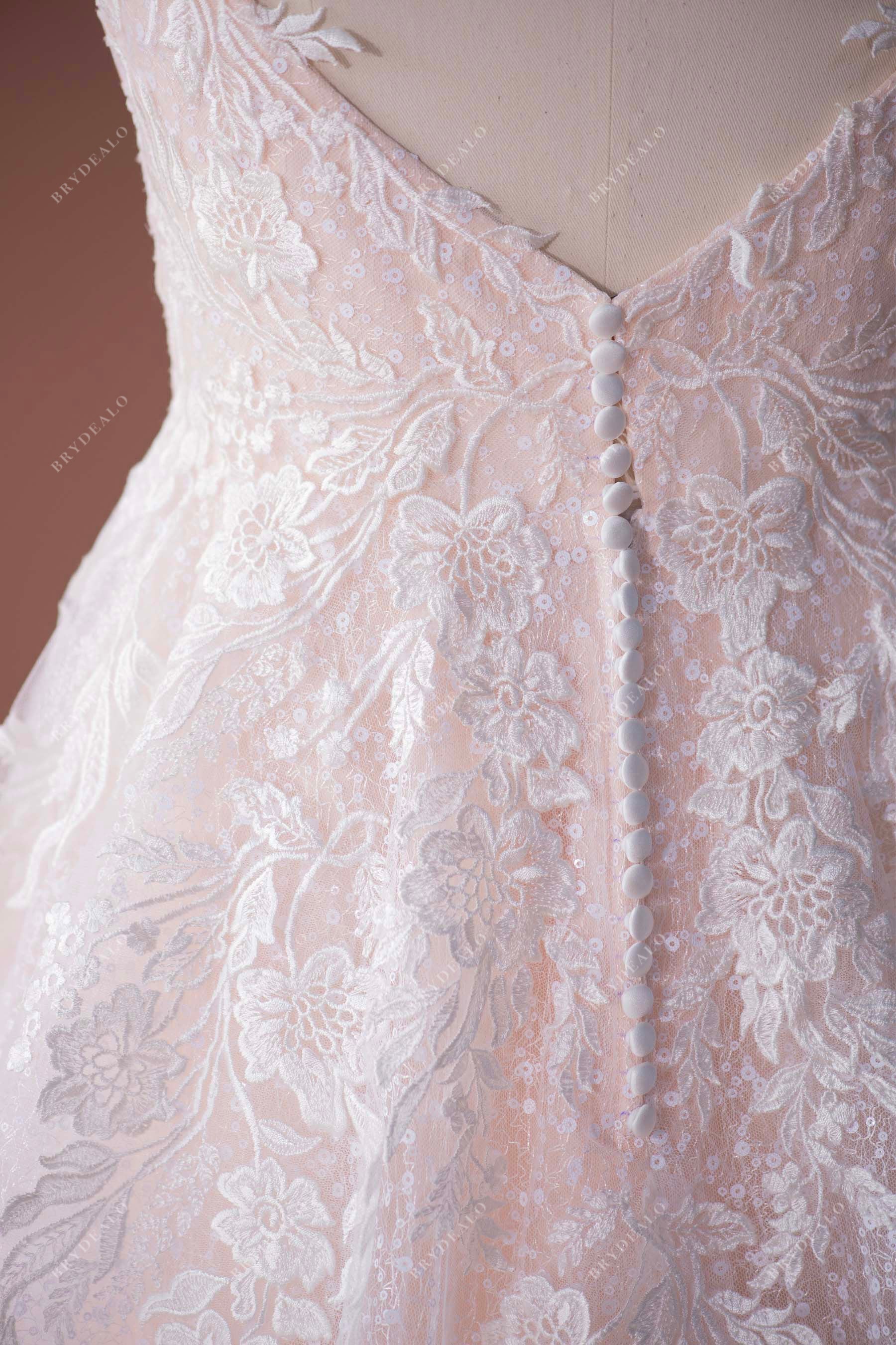 romantic flower lace V-back A-line wedding dress