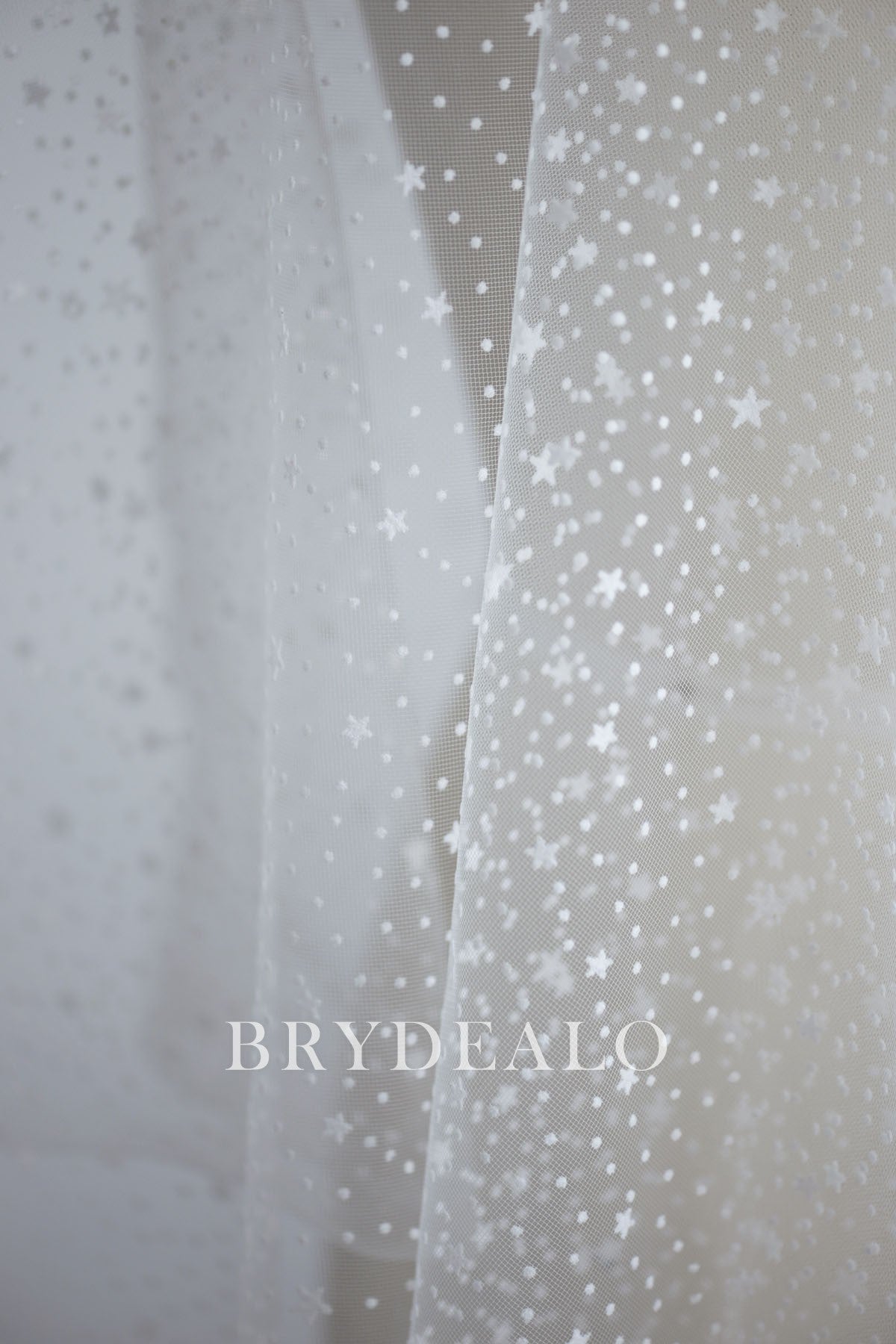 Wholesale Romantic Ivory Dot Star Tulle Fabric by the Yard