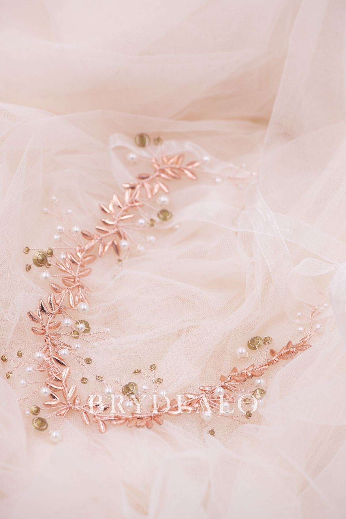 Wholesale Rose Gold Rhinestones Pearls Bridal Headband