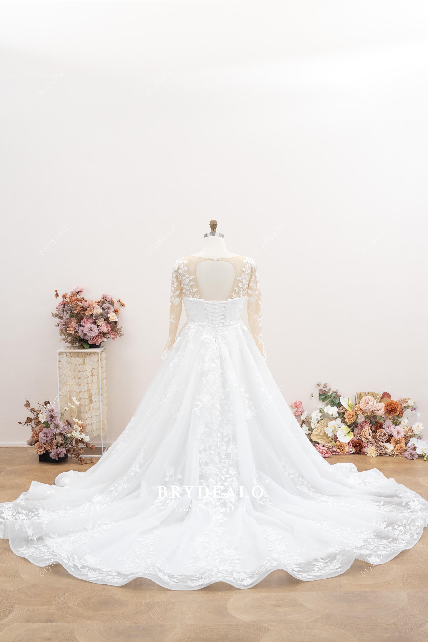 royal long train brydealo wedding ball gown