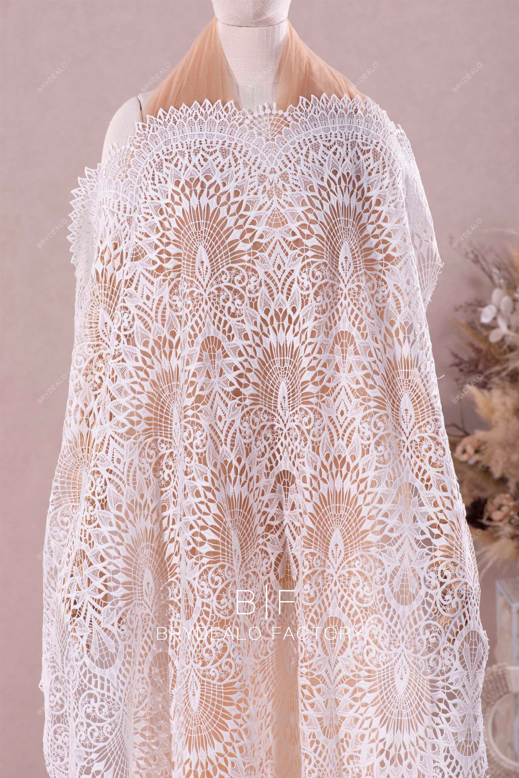 Scalloped Totem Crocheted Bridal Lace Fabric