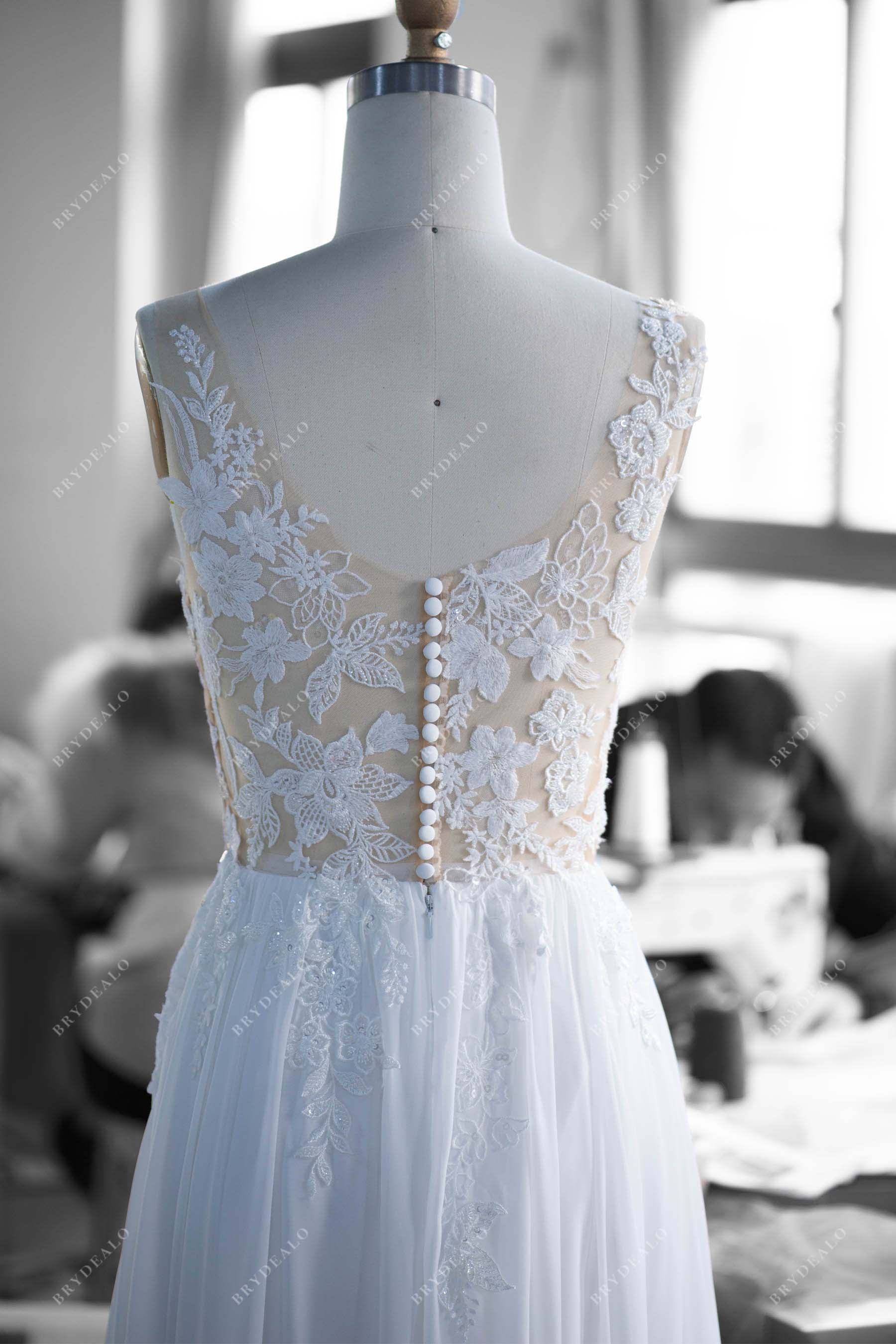 scoop back lace wedding gown