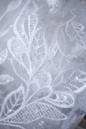 Designer Sequin Leaf Flower Bridal Lace Fabric for Wholesale