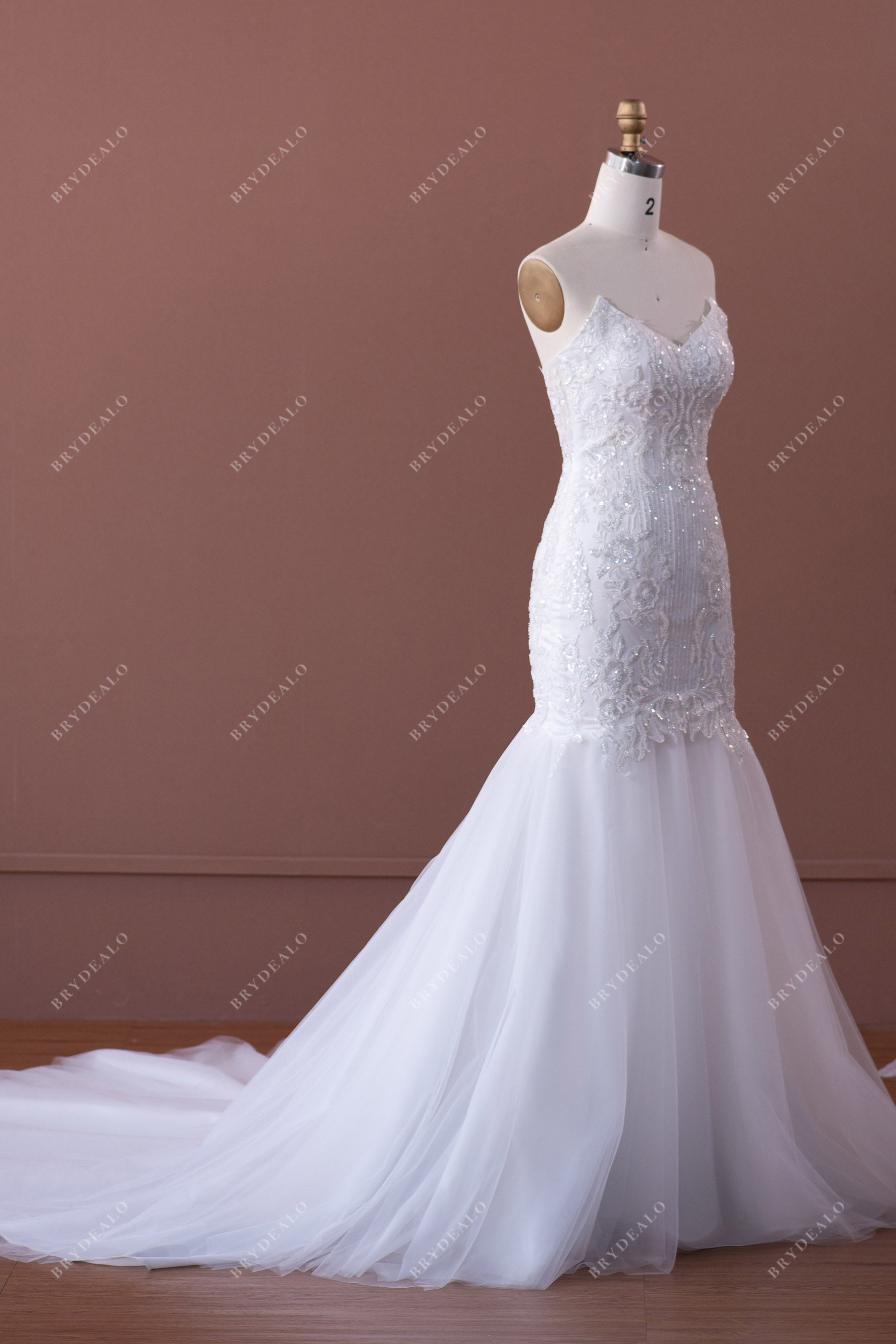 sequined lace mermaid wedding gown