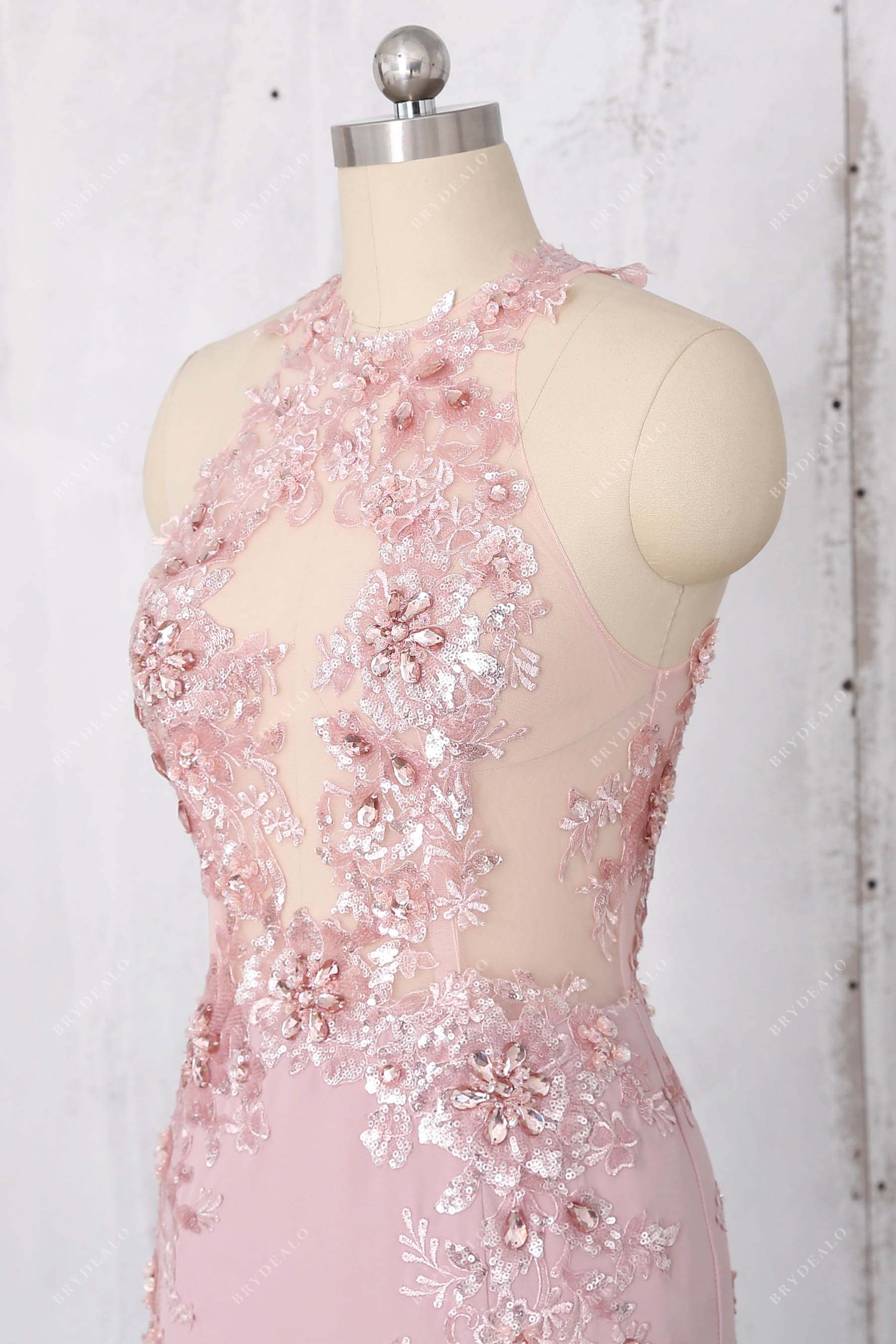 sexy see-through sequin lace prom gown