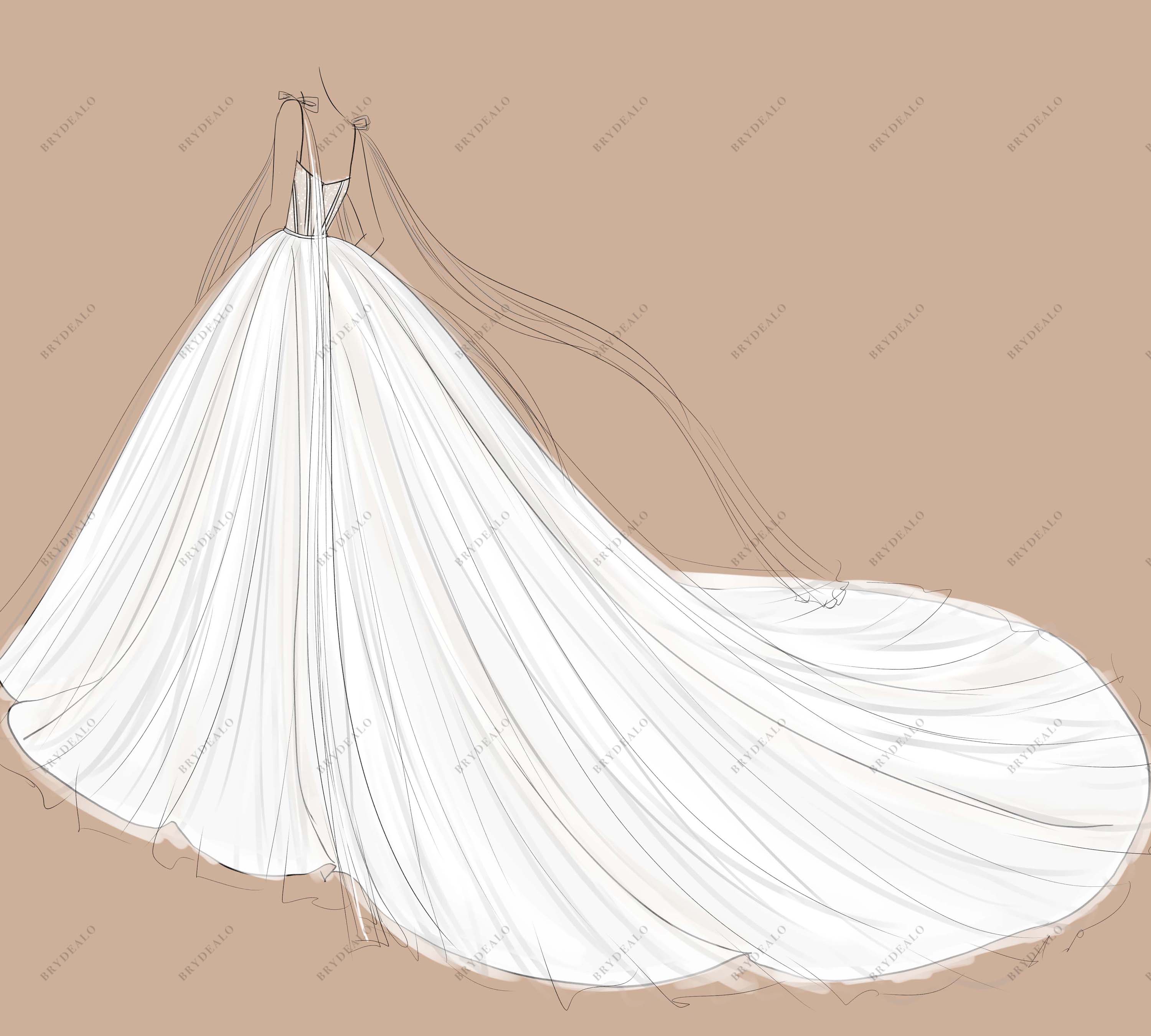 Sheer Corset Wedding Ball Gown Sketch