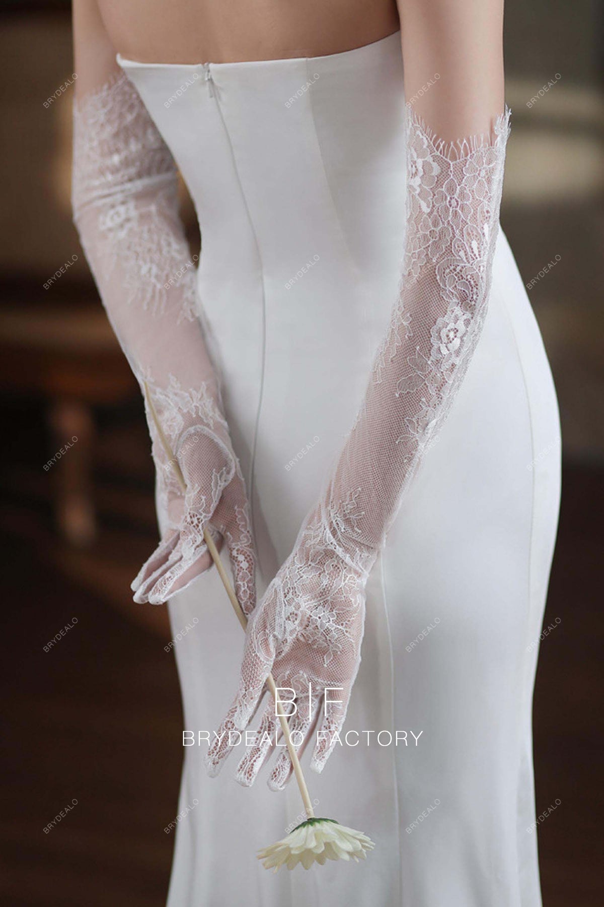 Elegant Fairy Sheer Long Lace Evening Bridal Gloves