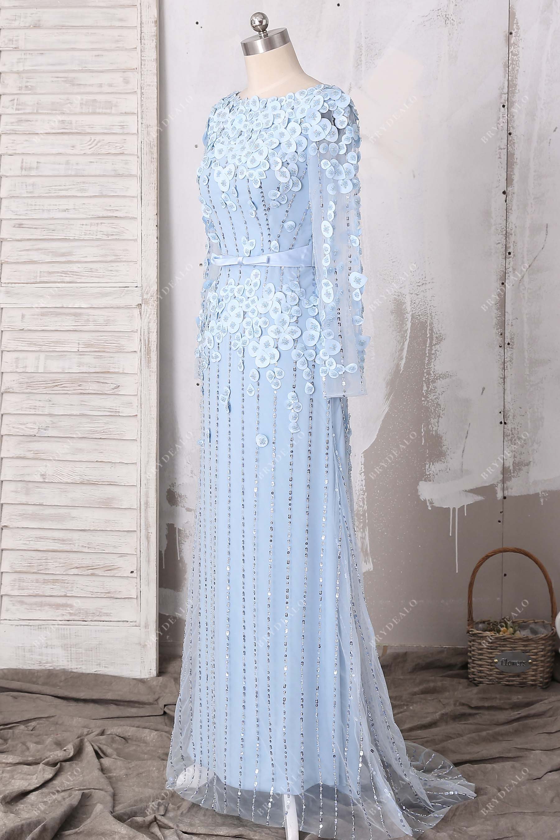 French Novelty: Dave and Johnny A9982 Ice Blue Prom Dress