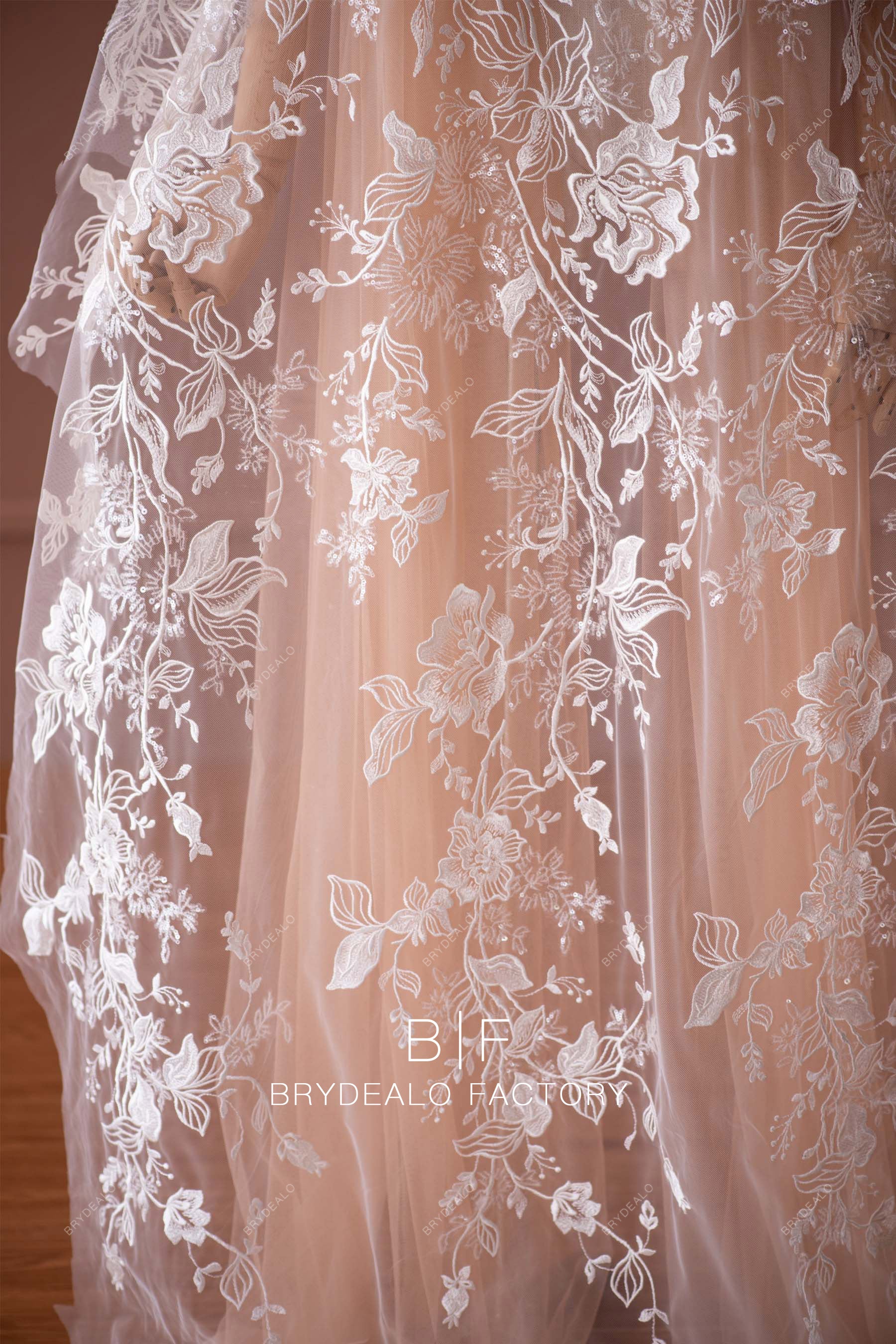 sheer sequin flower lace