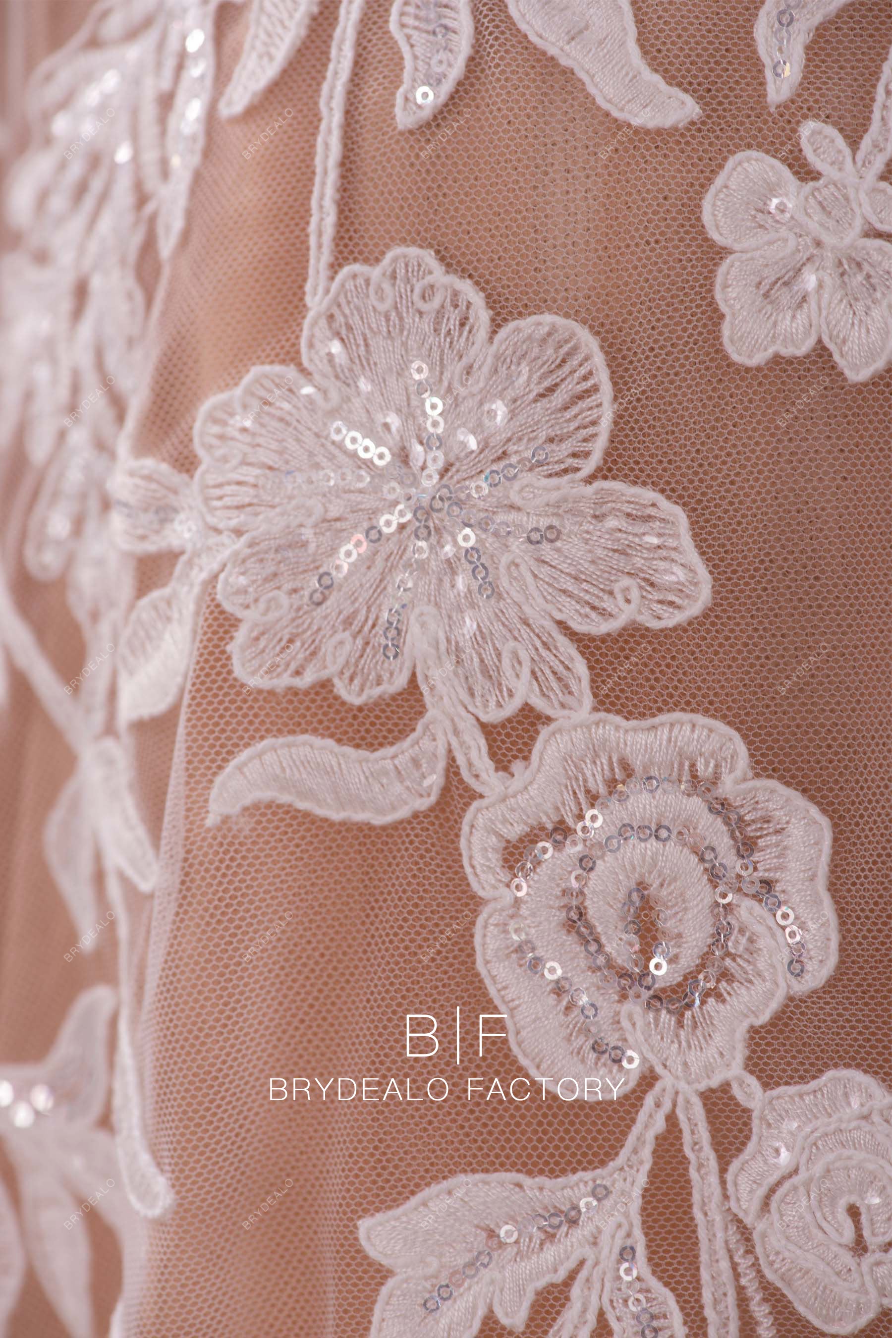 sheer sequined bridal lace fabric