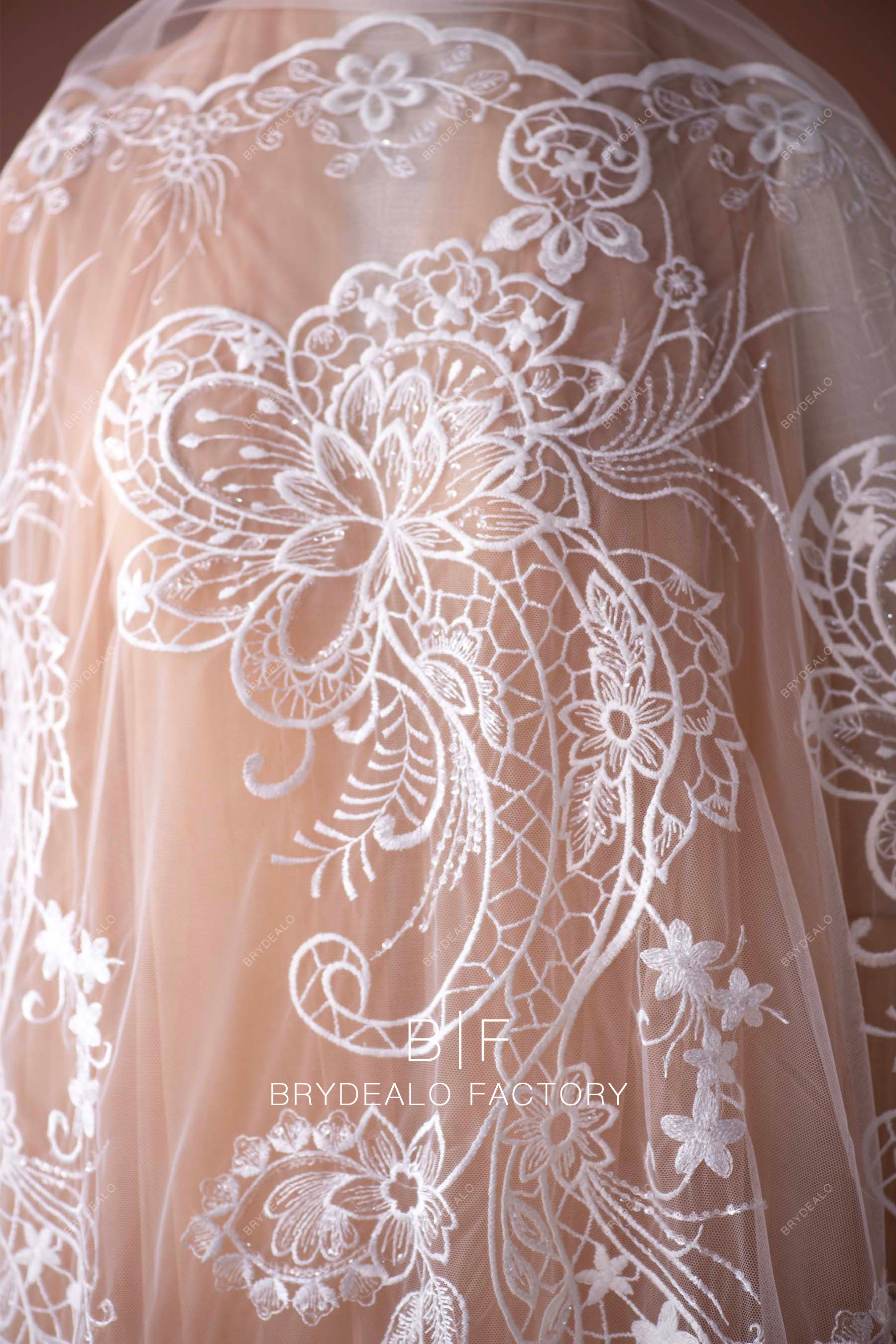 sheer sequined embroidery bridal lace