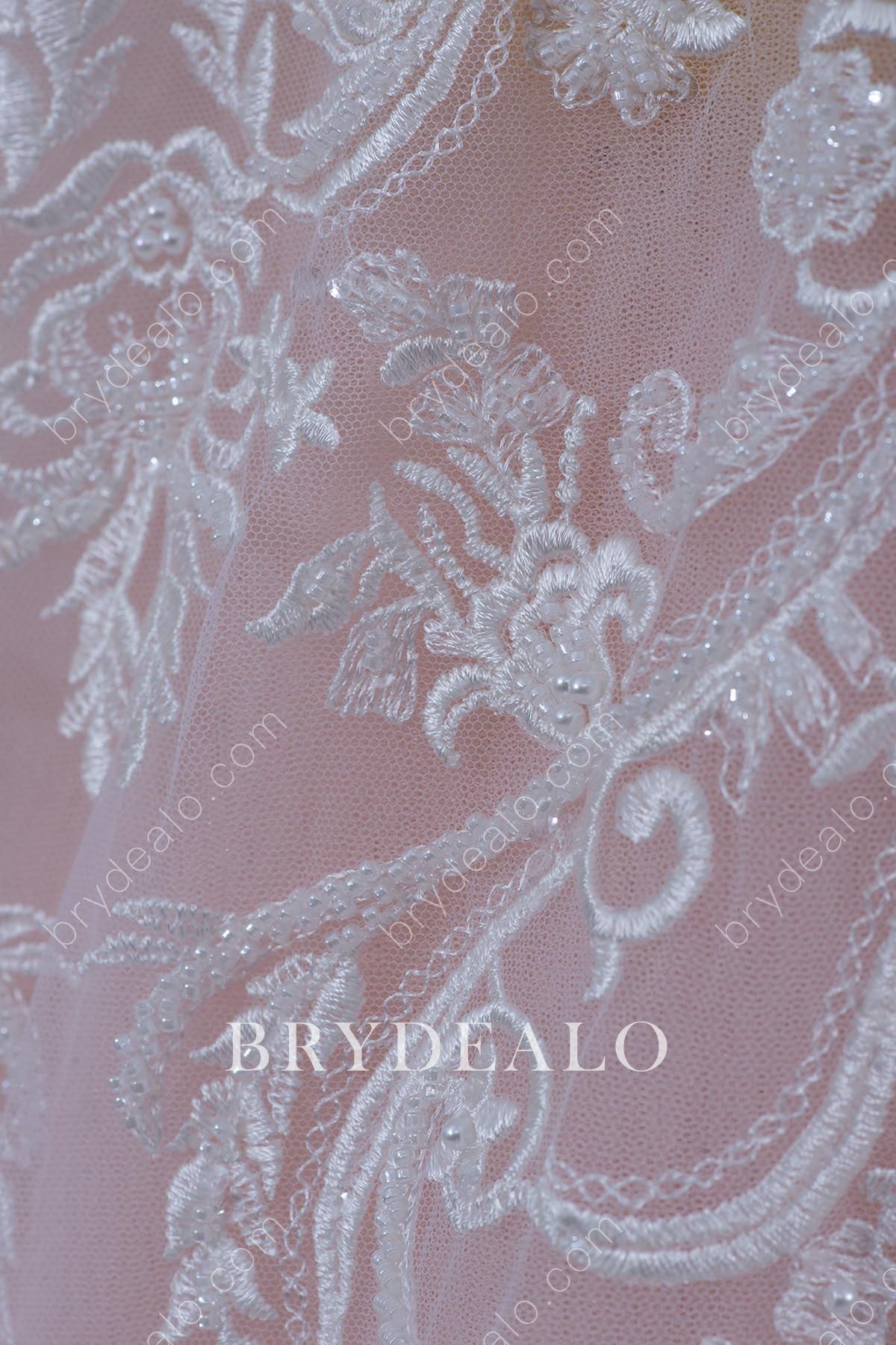  Pearls Beaded Cording Lace Fabric