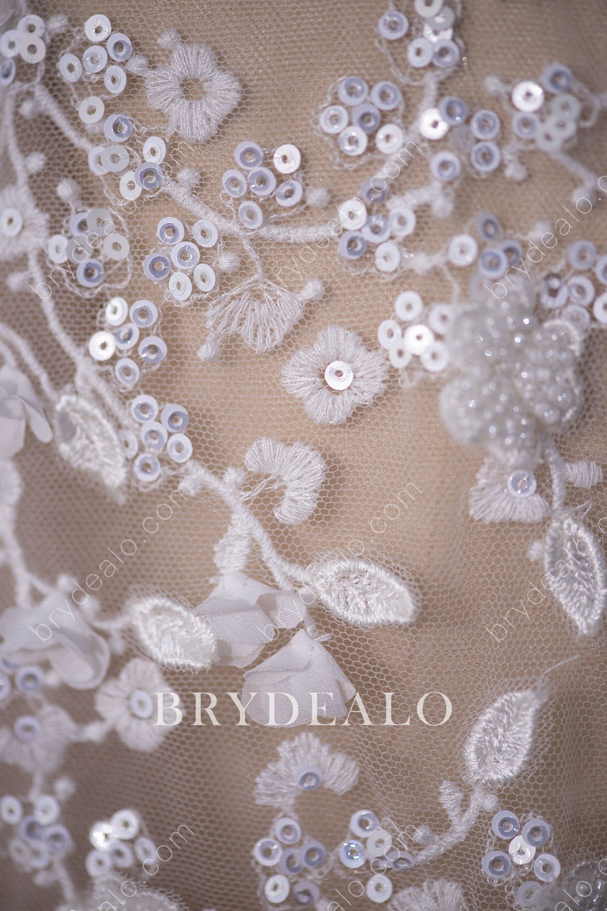 Sequin Pearls Bridal Lace Fabric