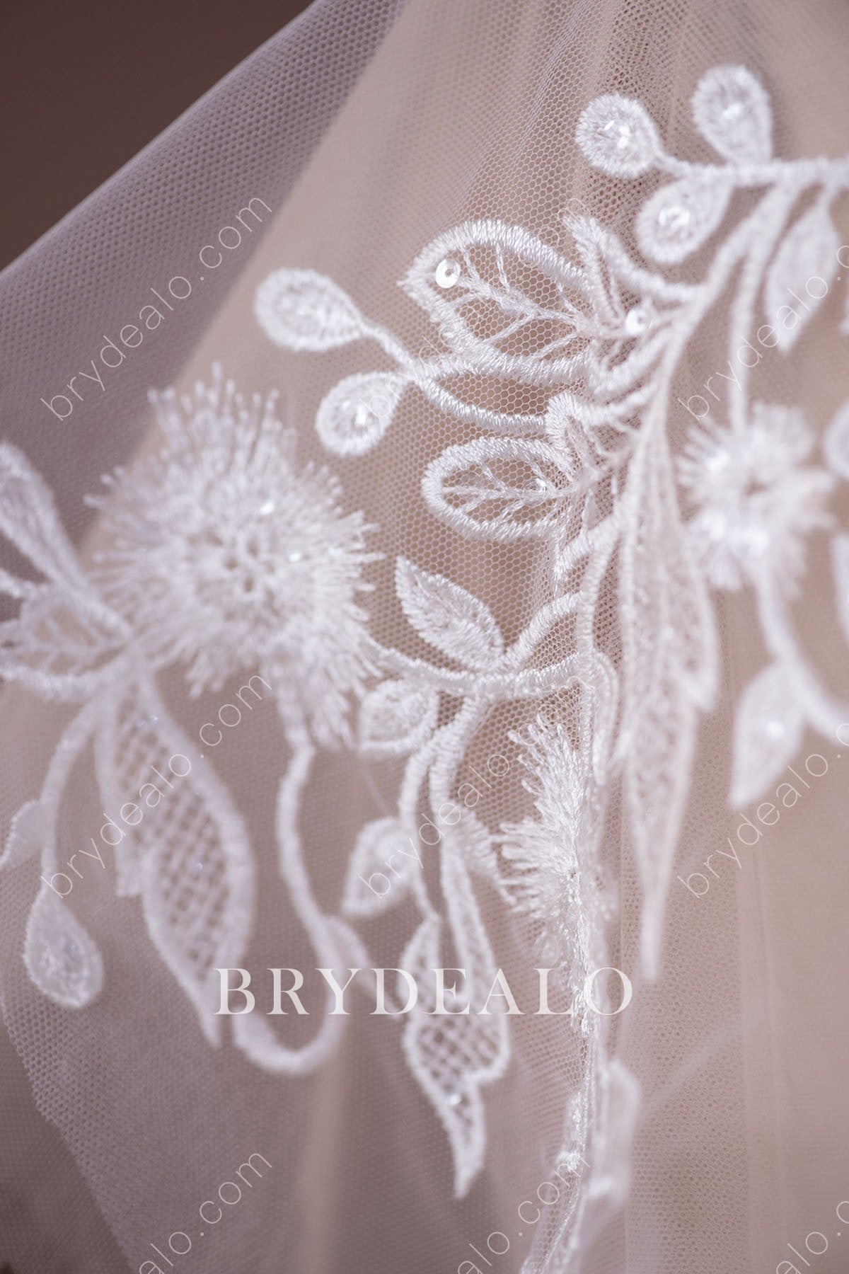 Wholesale Shimmering Sequin Leaf Bridal Lace Fabric