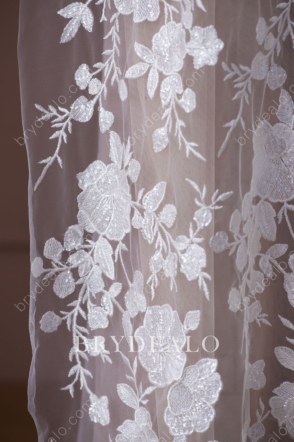 Shimmering Sequinned Flower Designer Lace Fabric online