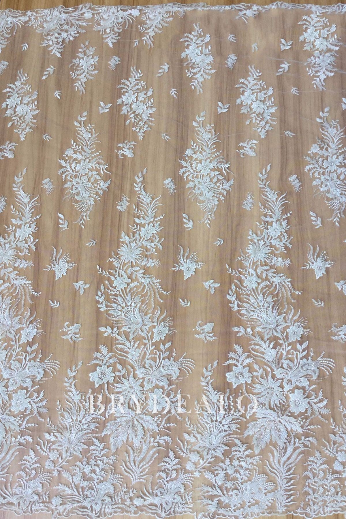 Wholesale Shimmery Beaded Flower Apparel Lace Fabric