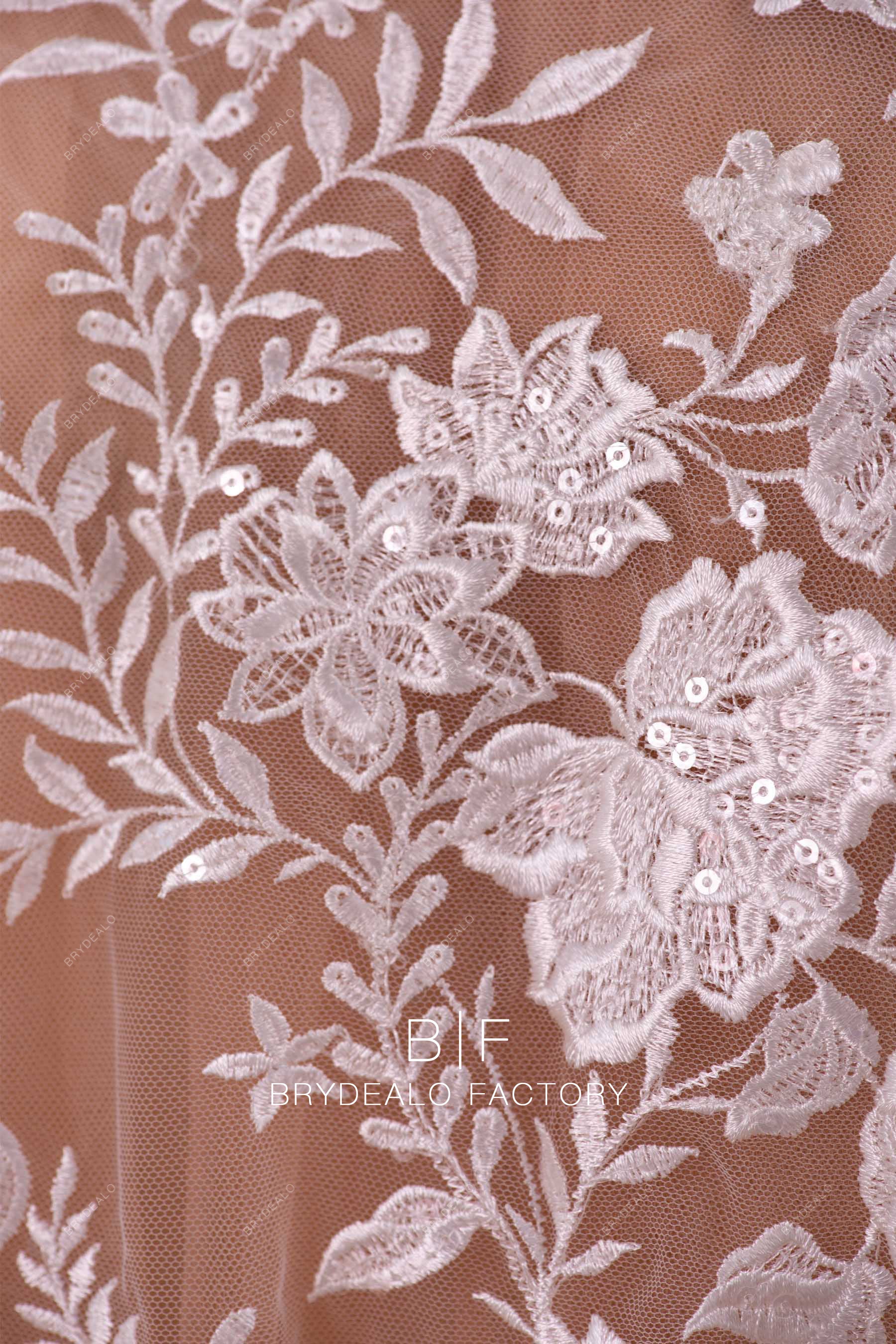  Shimmery Embroidery Floral Lace