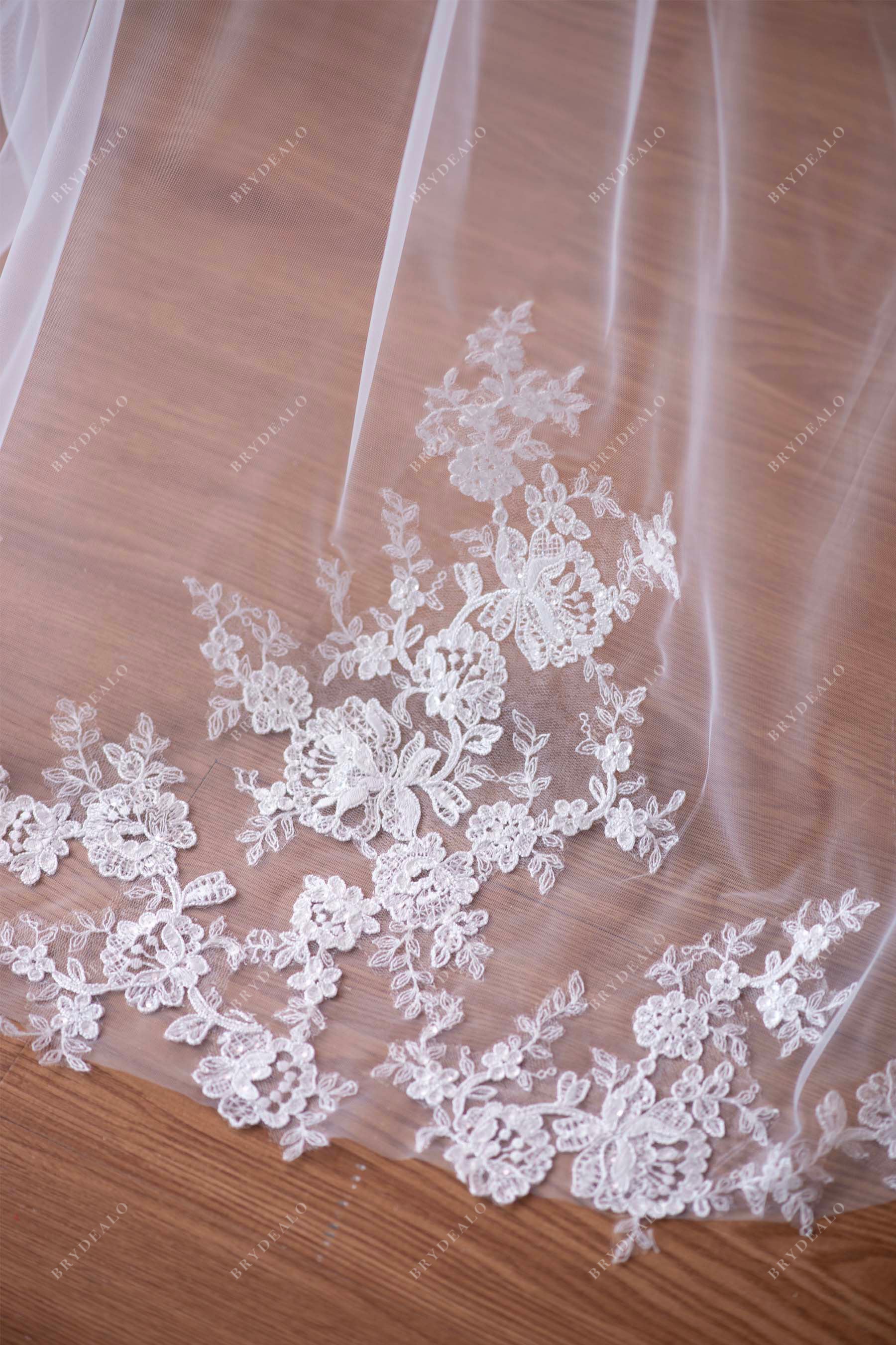 shimmery flower lace veil