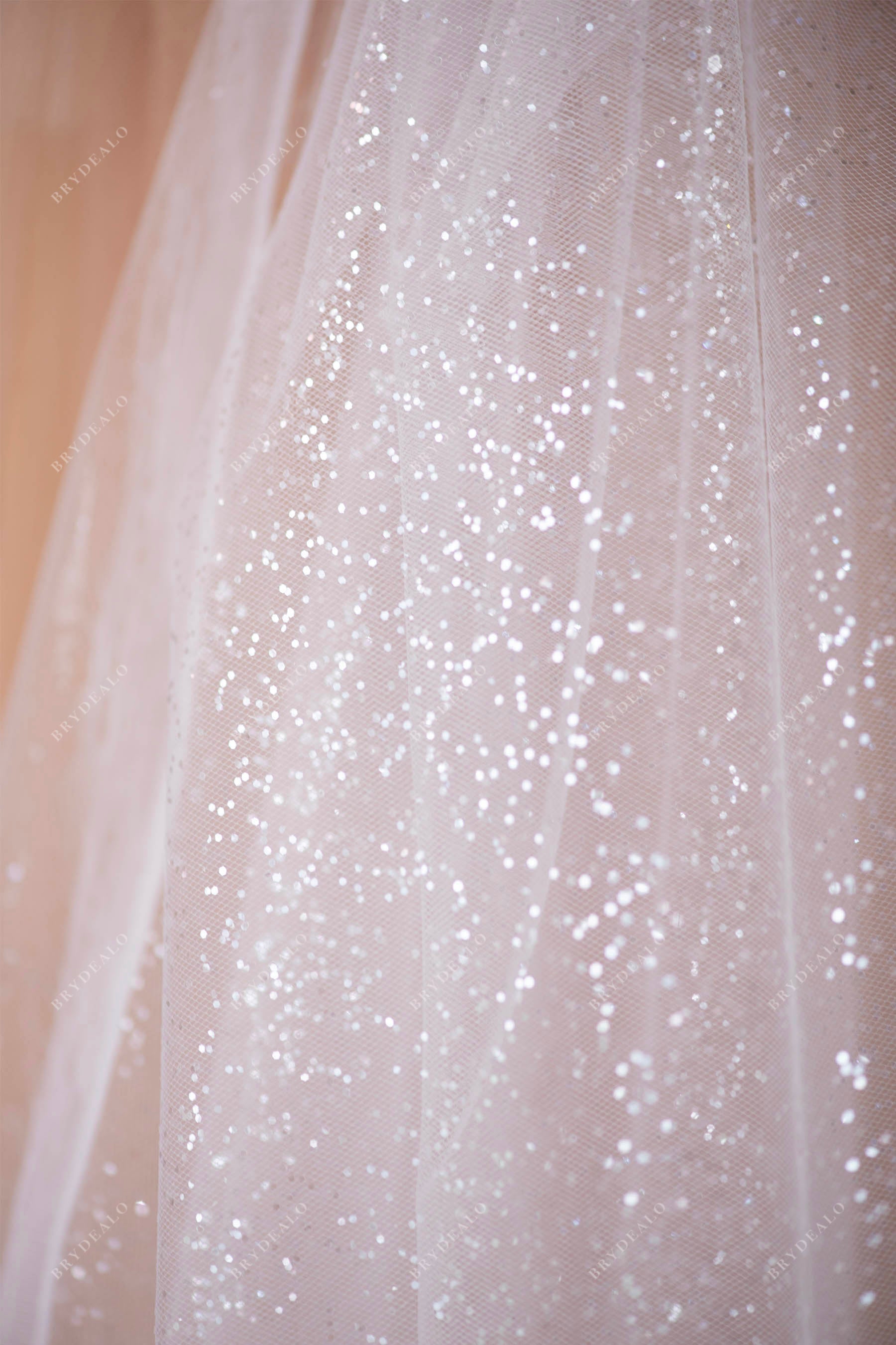 designer shimmery glitter tulle fabric for bridal gown