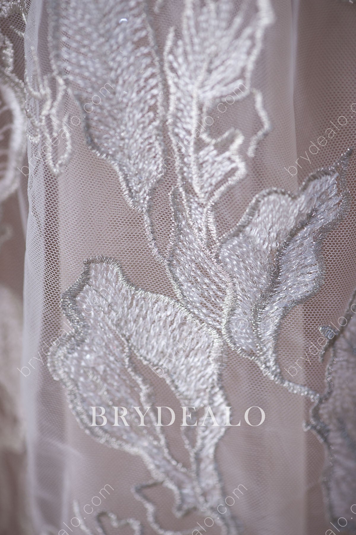 Shimmery Large Leaf Glitter Bridal Lace 