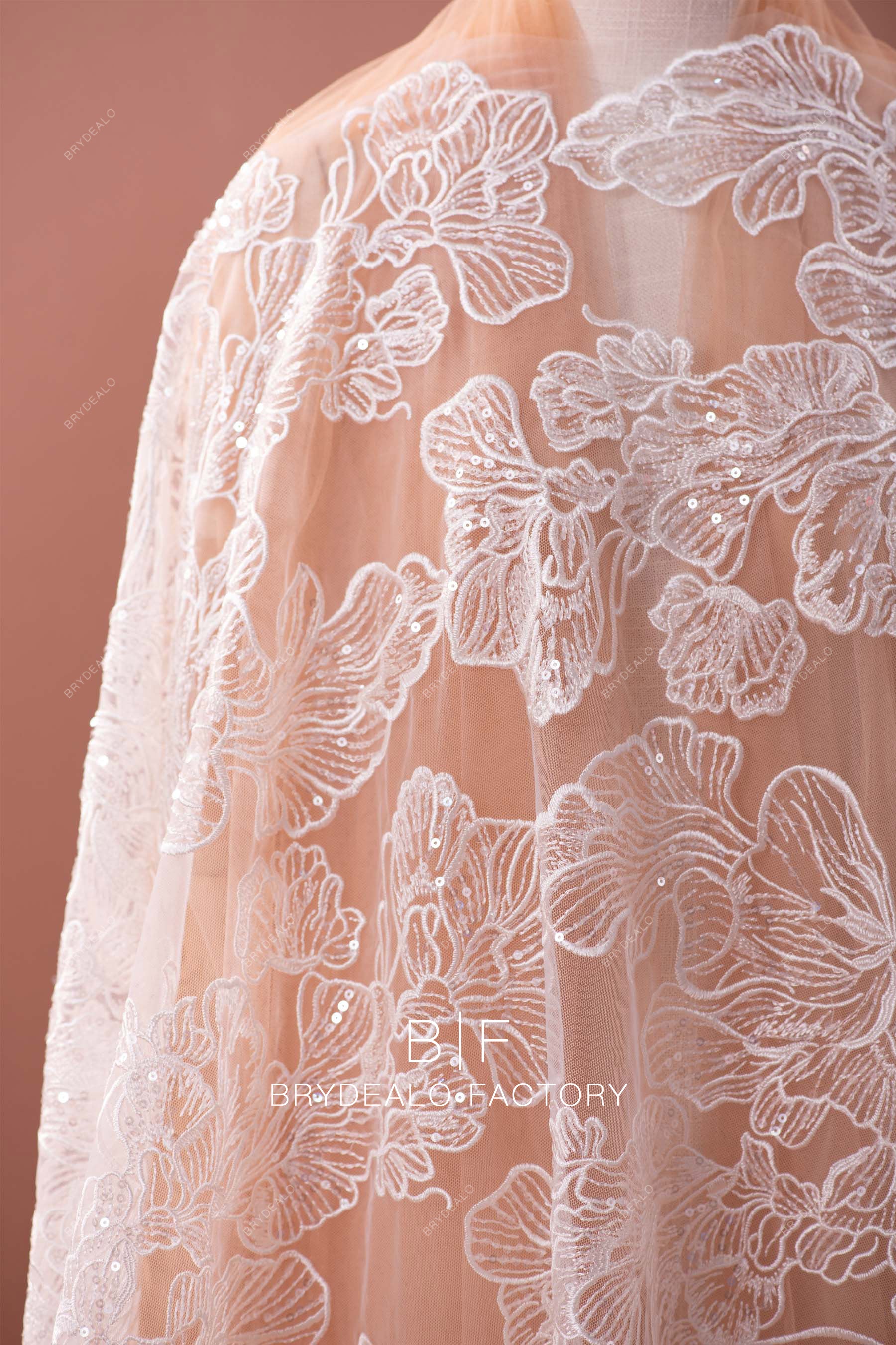 shimmery lotus embroidered lace