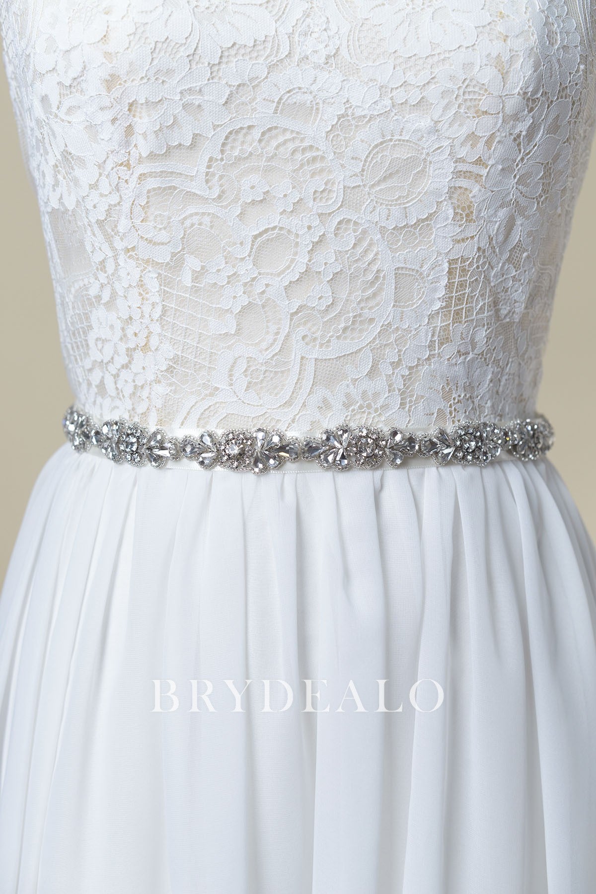 Shimmery Narrow Rhinestones Bridal Sash