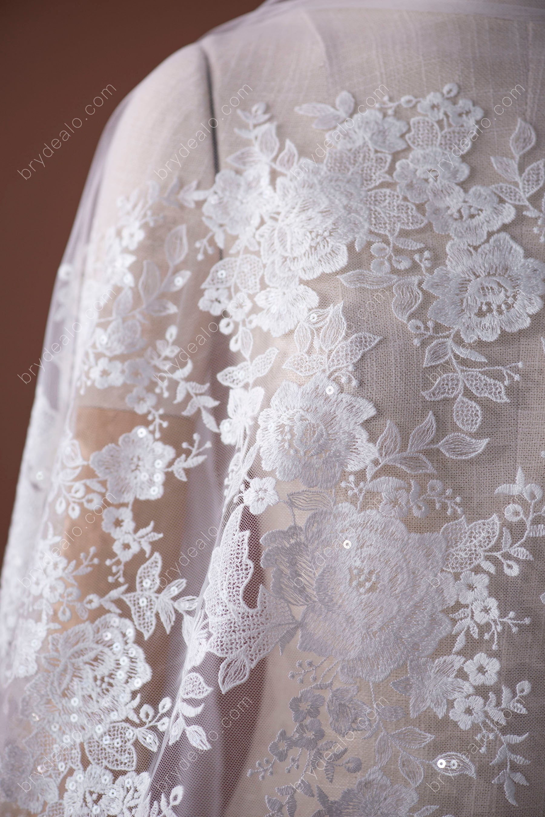 Best Beautiful Sequin Flower Bridal Lace Fabric