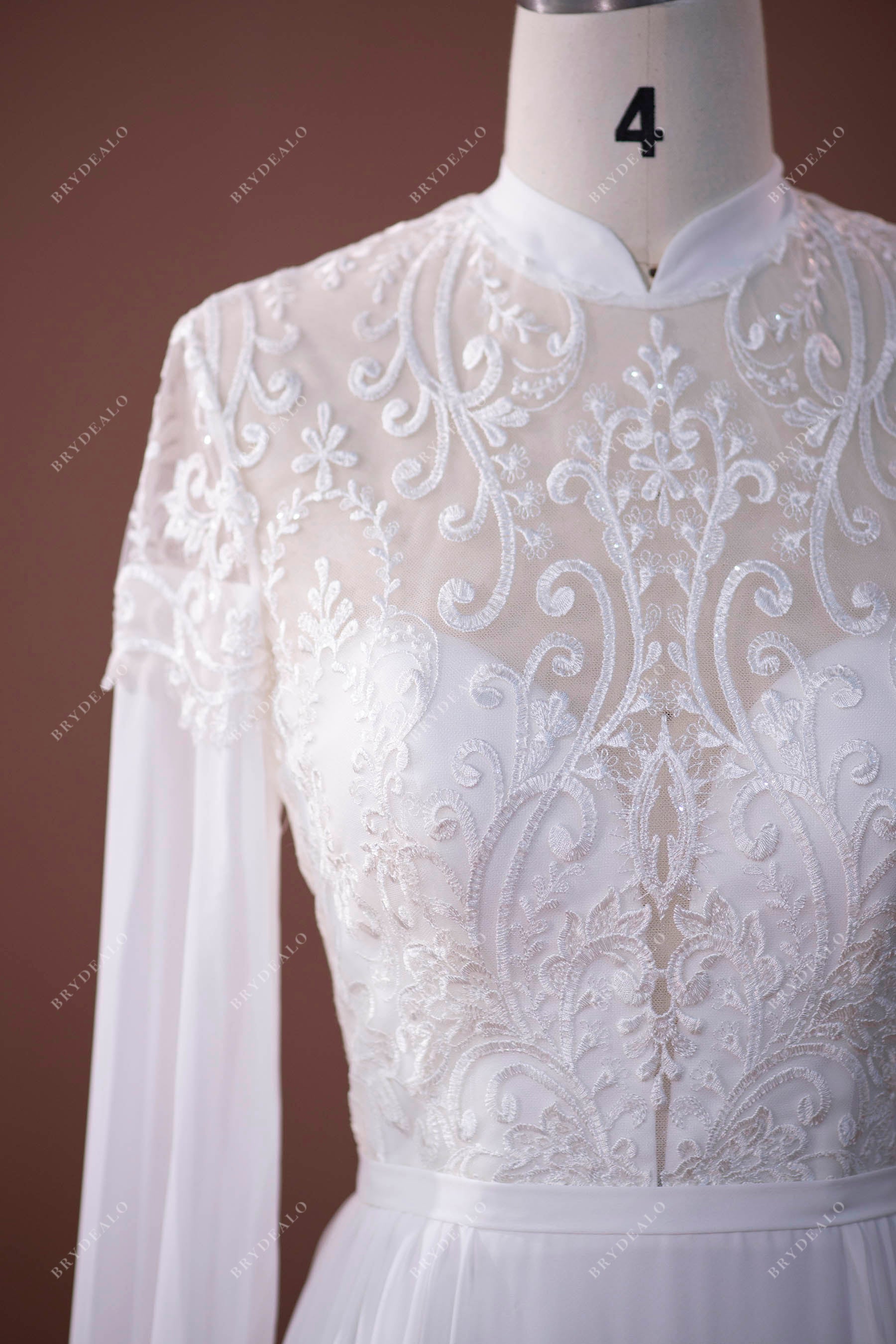 lace high neck bridal gown