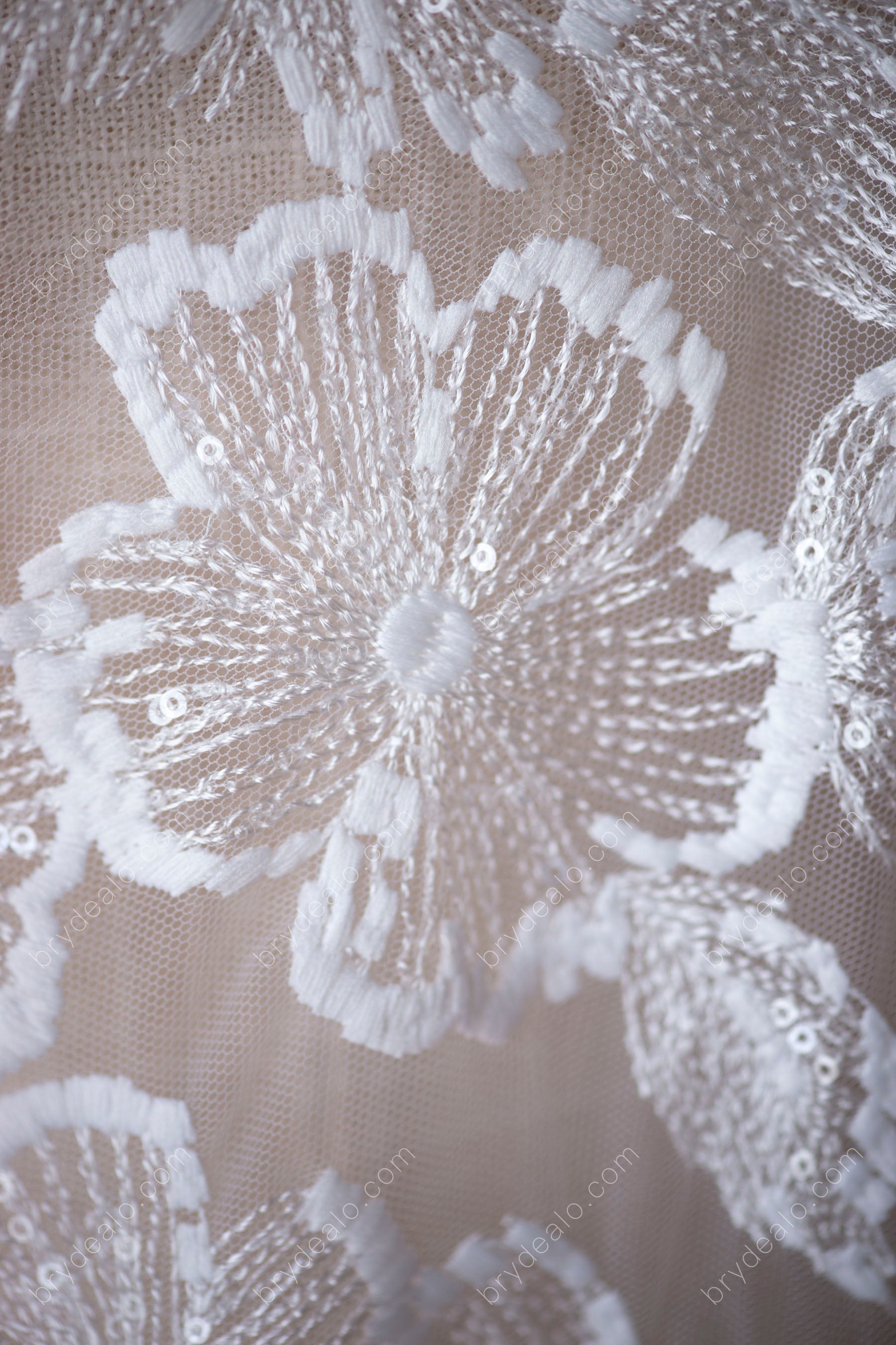 best Vintage Sequins Floral Bridal Lace Fabric