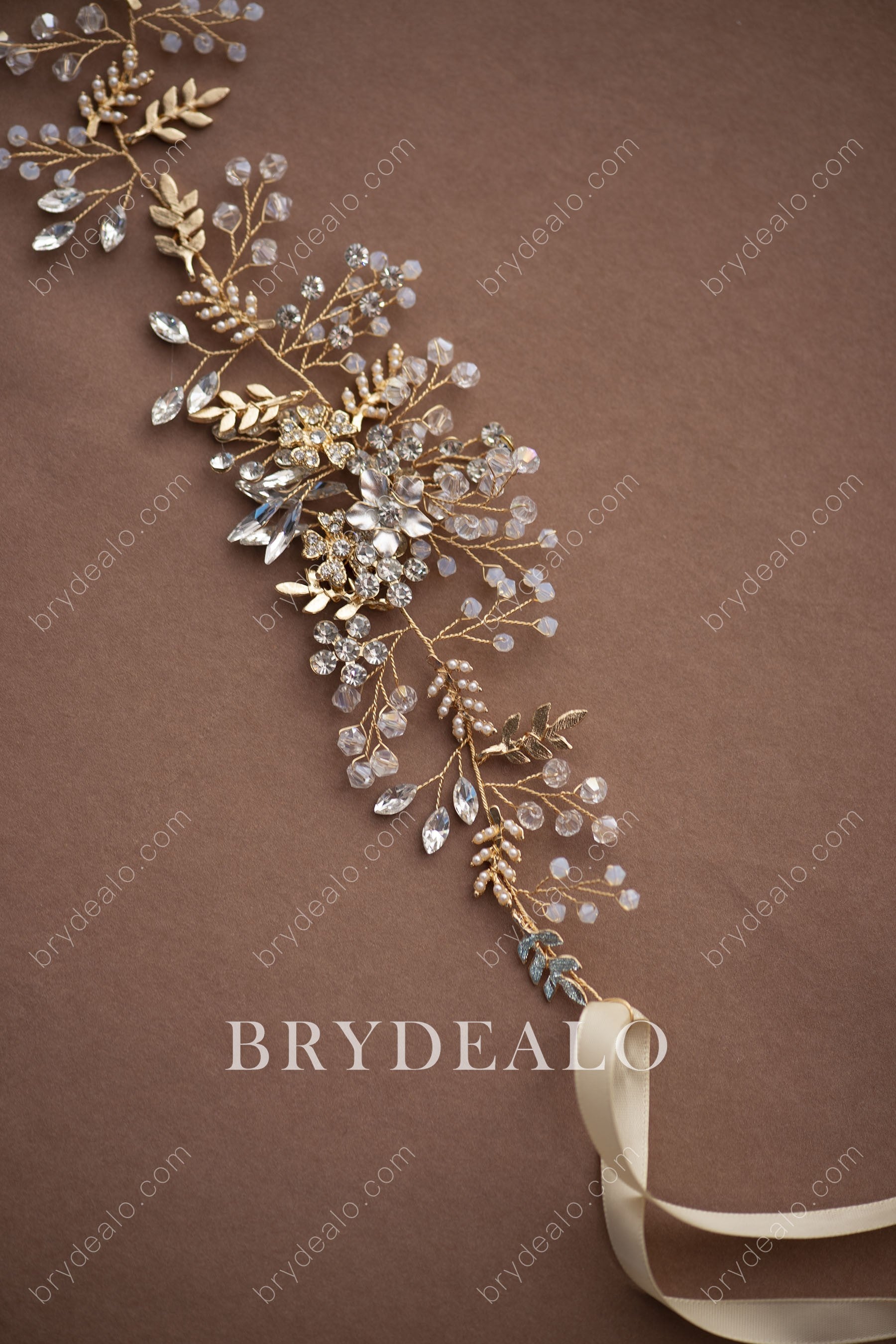 Crystals Pearls Beads Bridal Sash