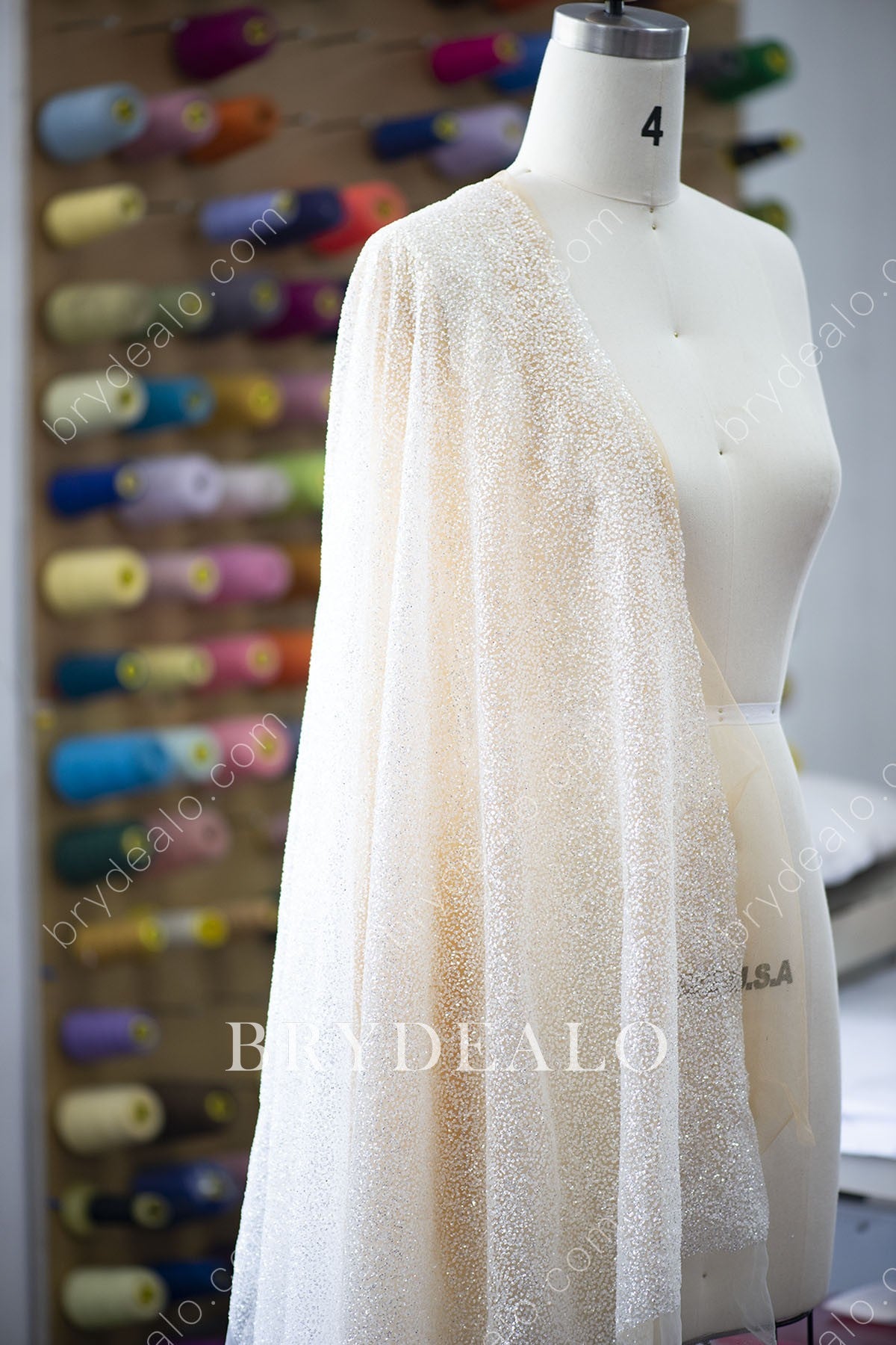 Shiny Designer Bridal Glitter Tulle Fabric for Wholesale