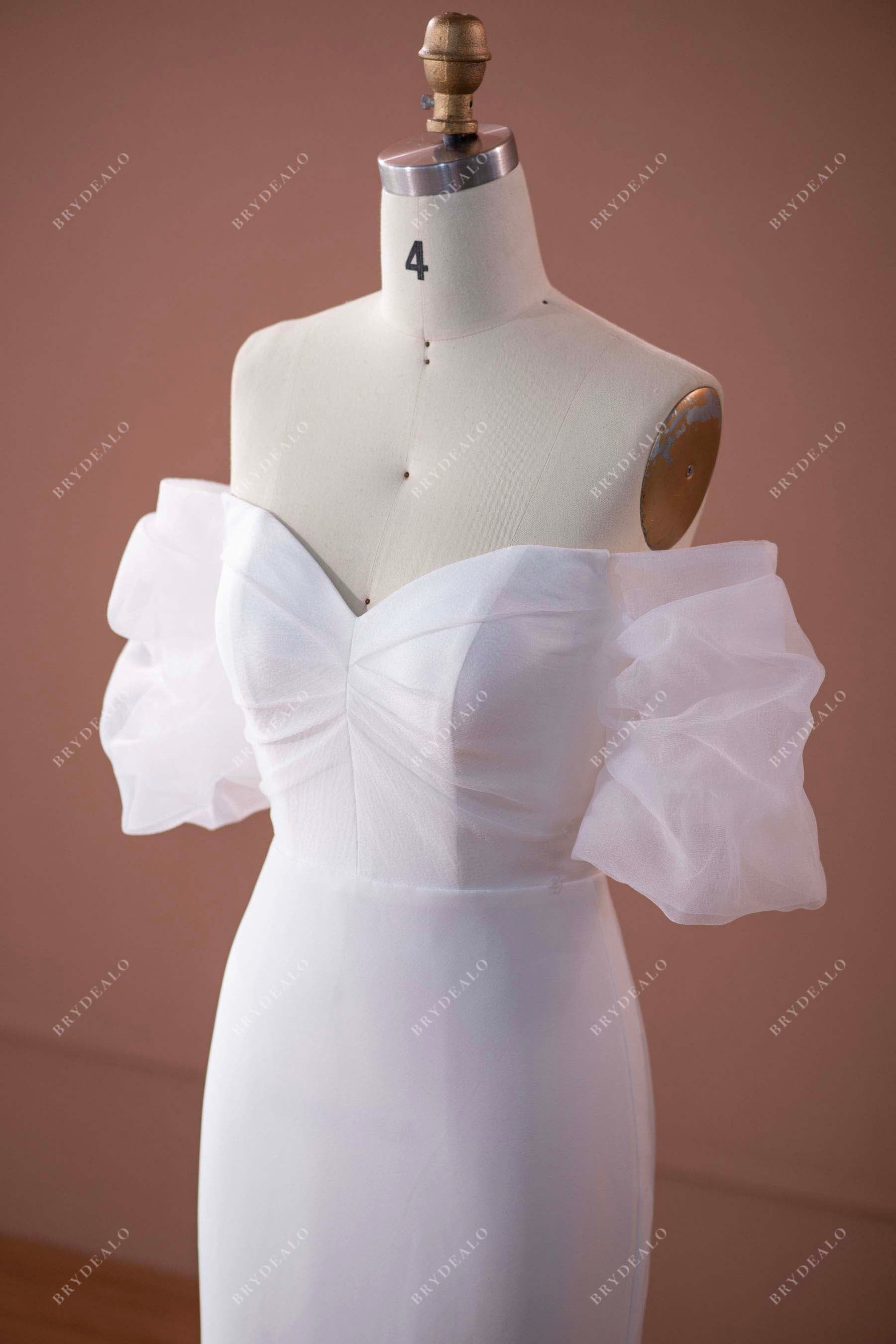 short sleeves sweetheart neck wedding gown