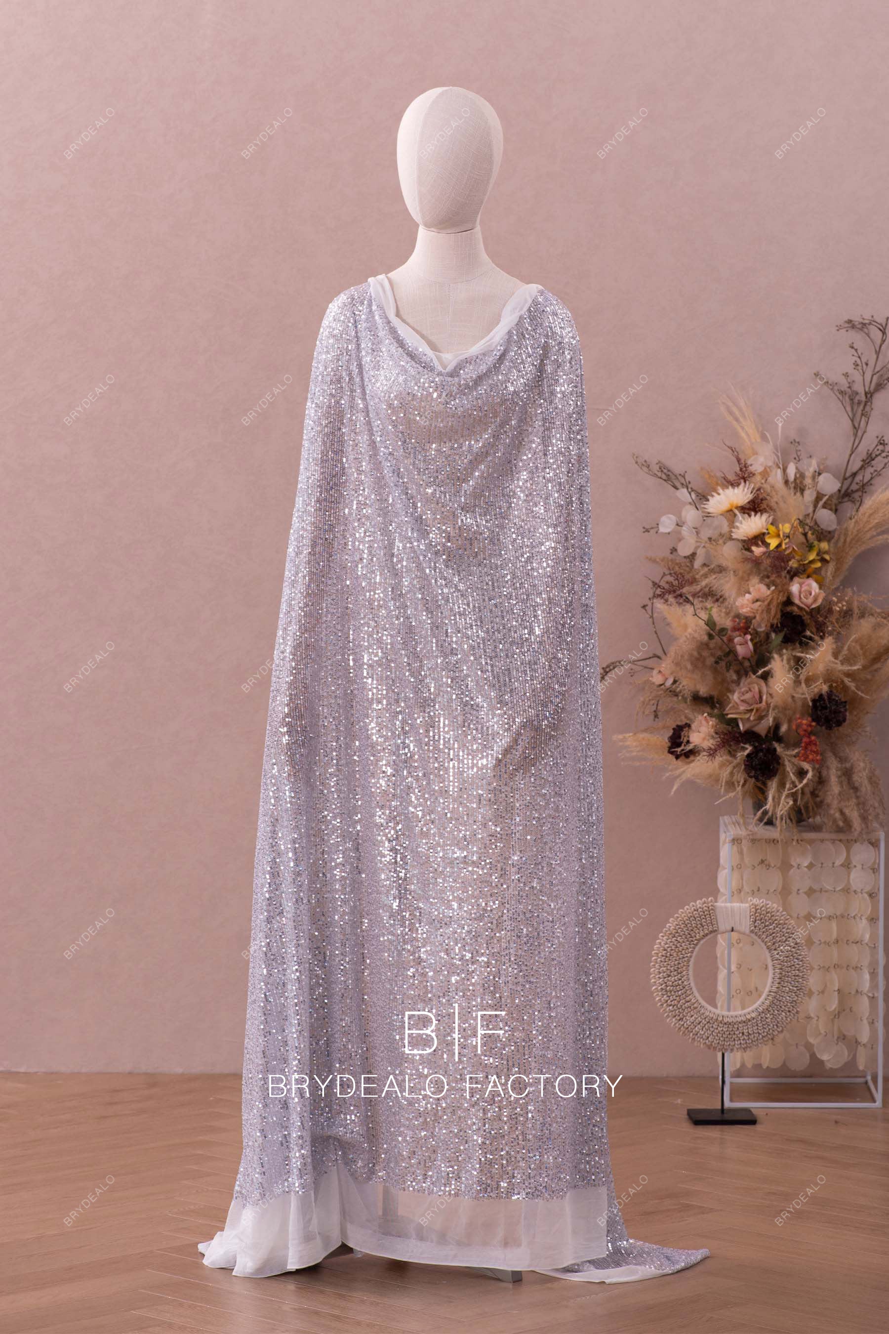 silver tiny sequin fabric jersey net