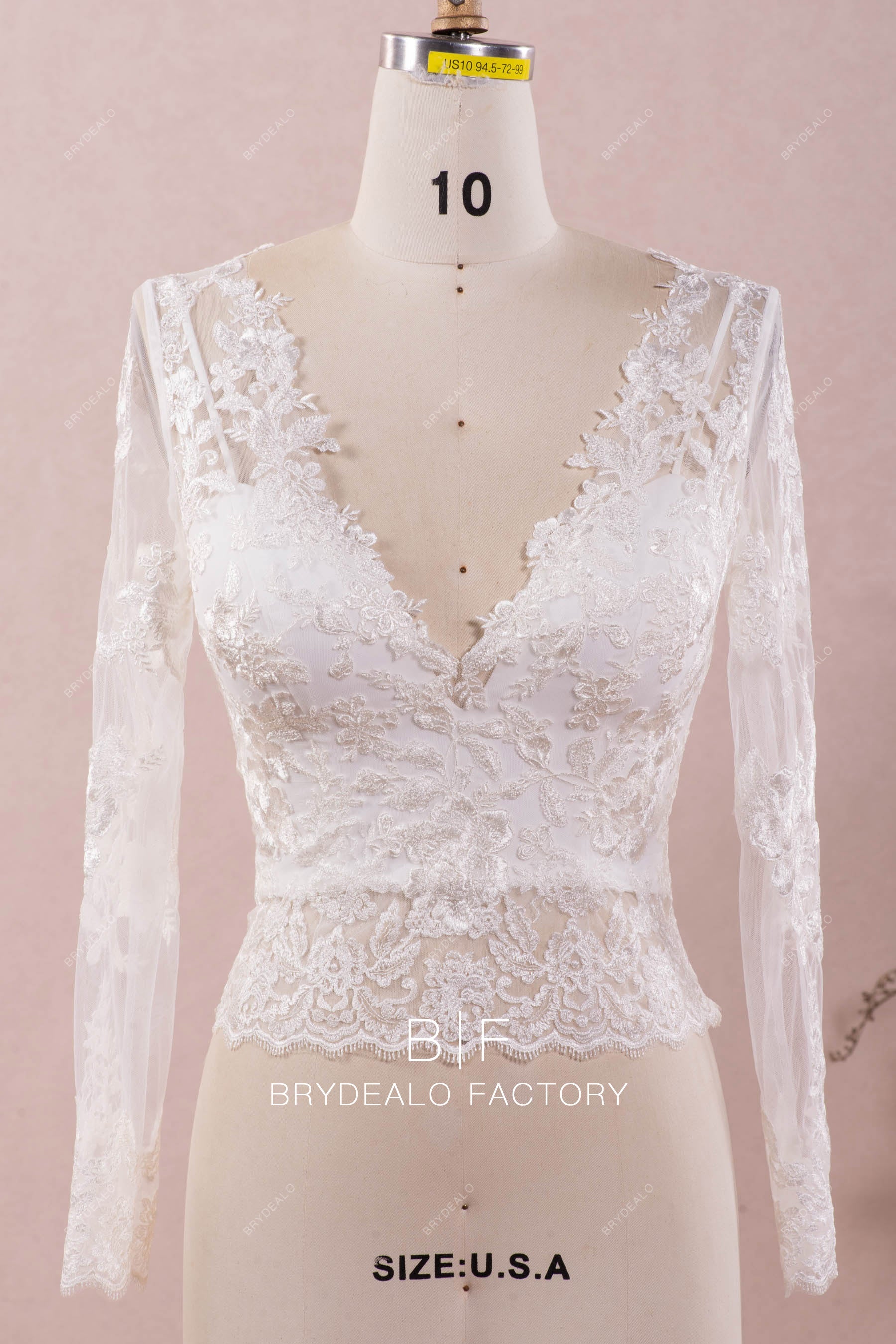 sleeved lace bridal top