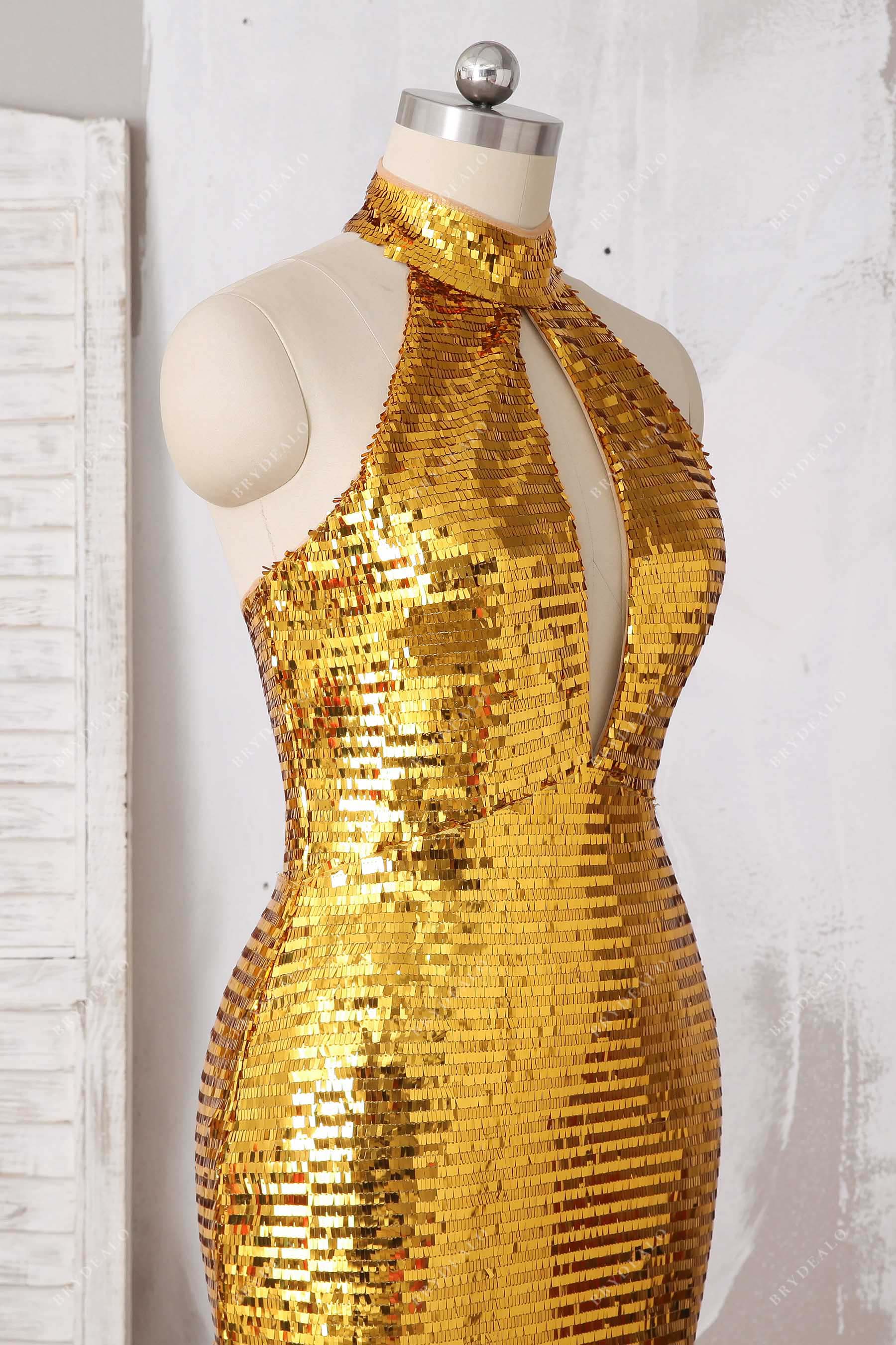 Bedazzled Shiny Gold Sequin Choker Neck Mermaid Prom Gown US 10/UK 12/EU 40 / Gold Bedazzled Shiny Gold Sequin Choker Neck Mermaid Prom Gown US 10/UK 12/EU 40 / Gold