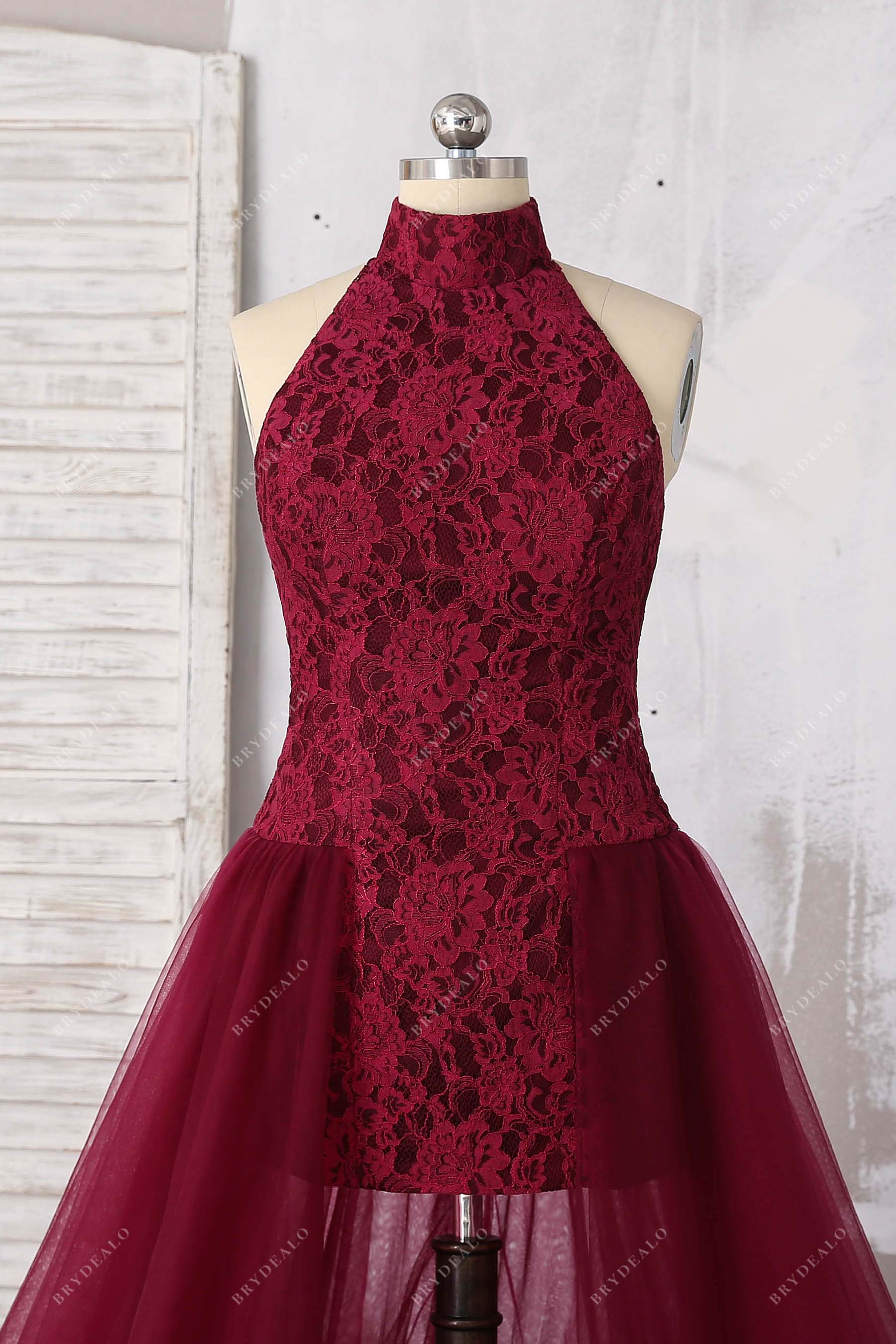 sleeveless lace burgundy bodycon dress